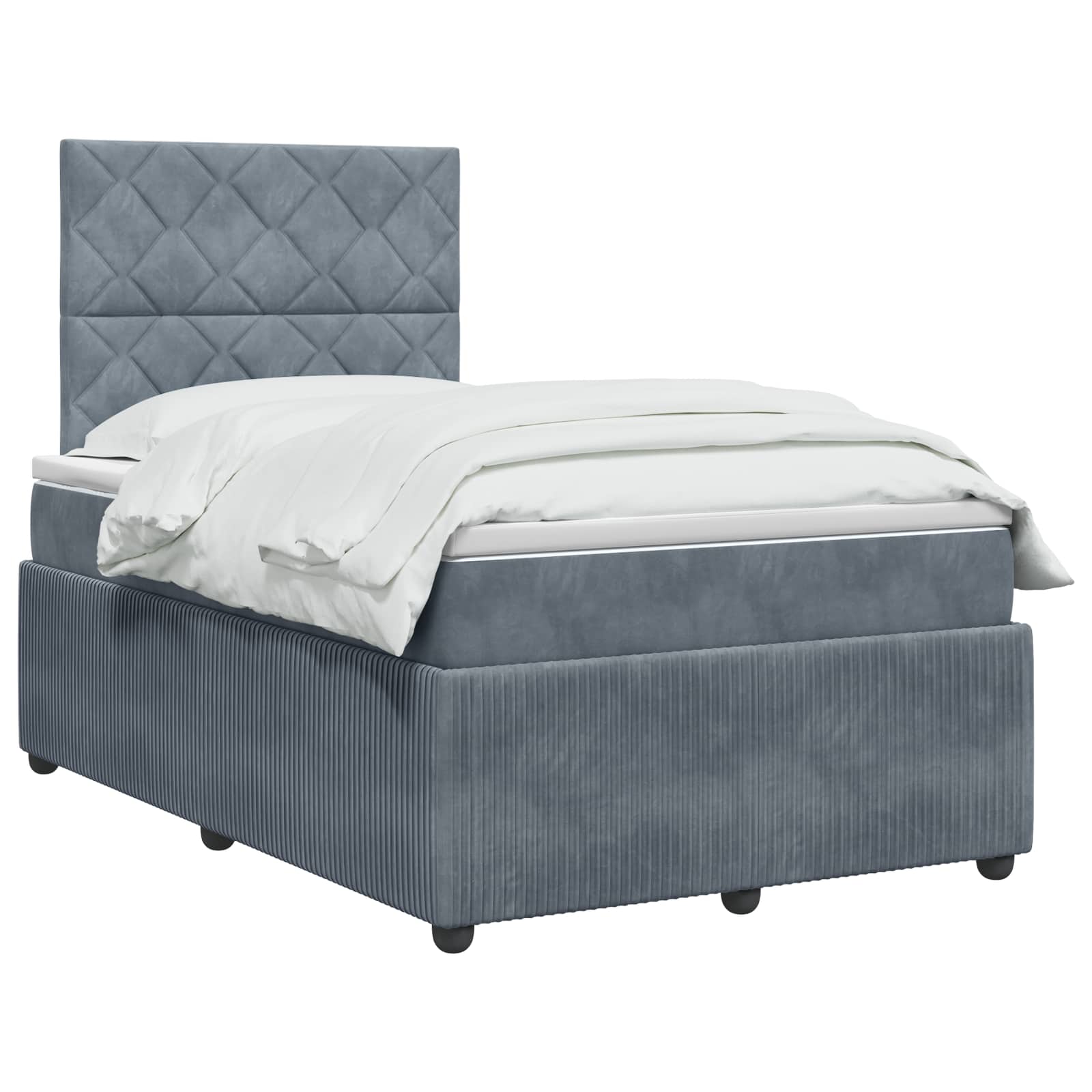 Lit boxspring LED avec matelas Gris foncé 120 x 190 cm Velours