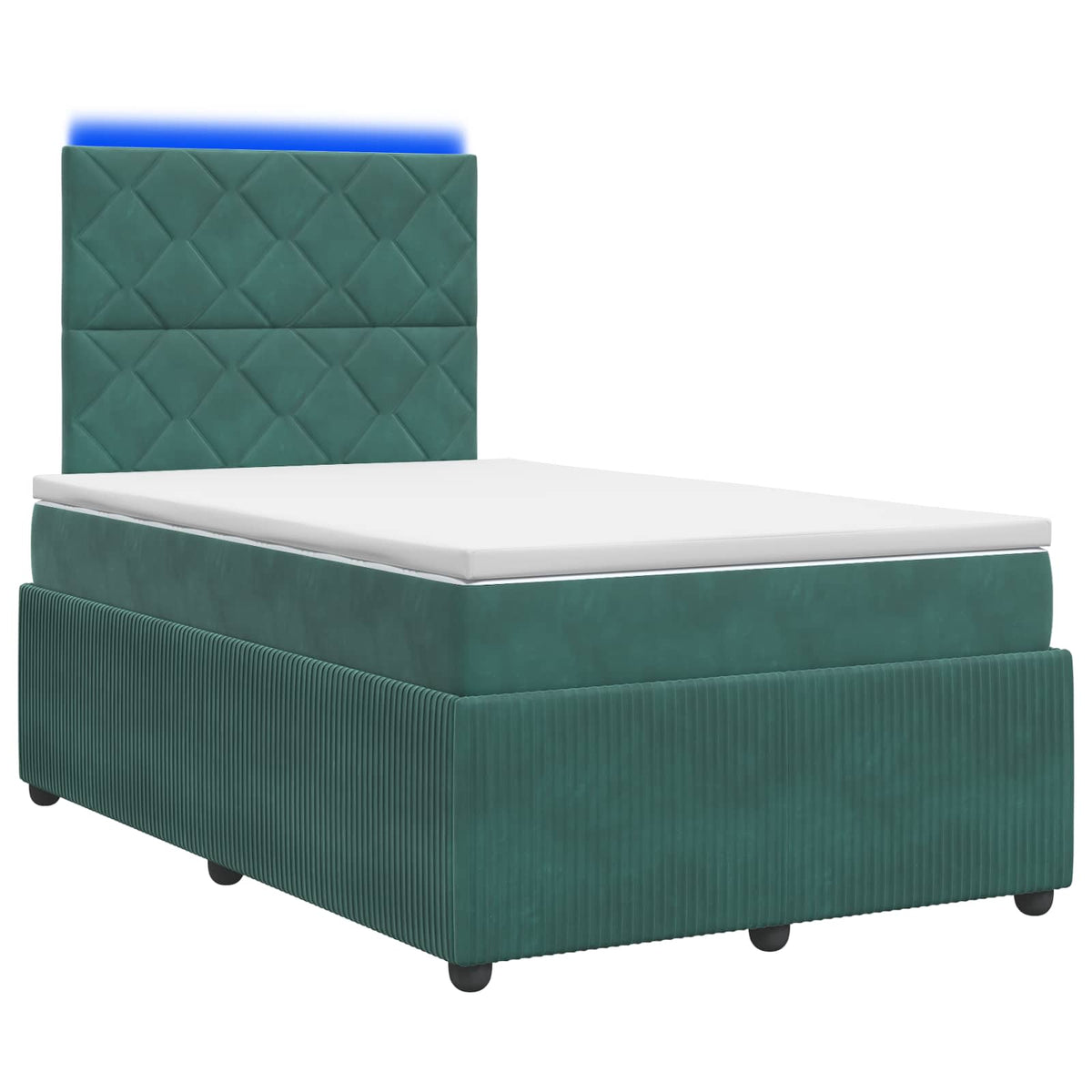 Lit boxspring LED avec matelas Vert foncé 120 x 190 cm Velours