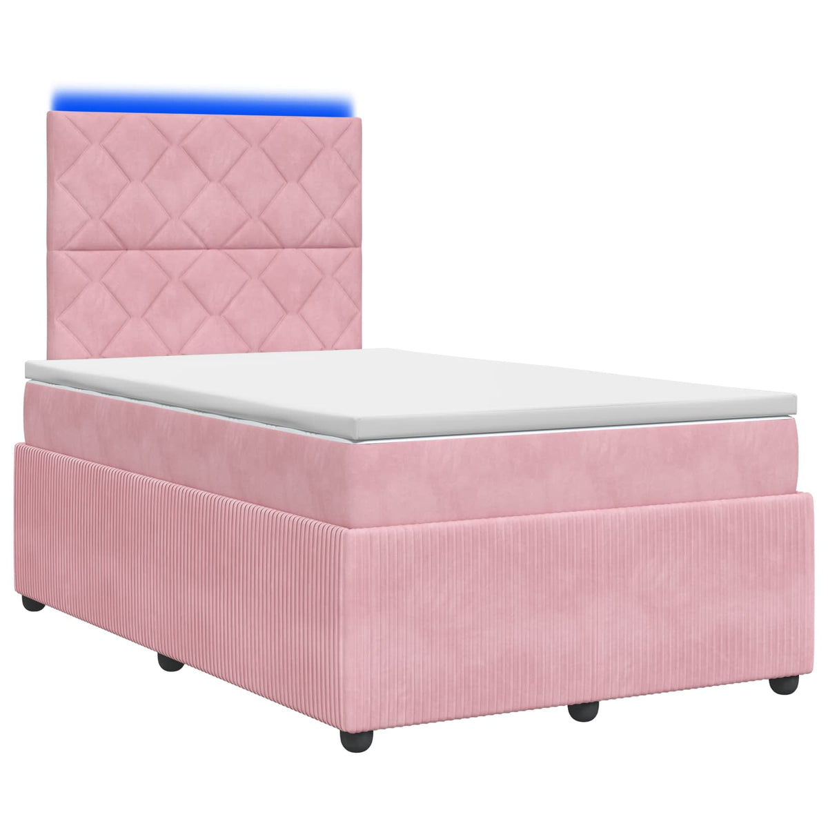 Lit boxspring LED avec matelas Rose 120 x 190 cm Velours