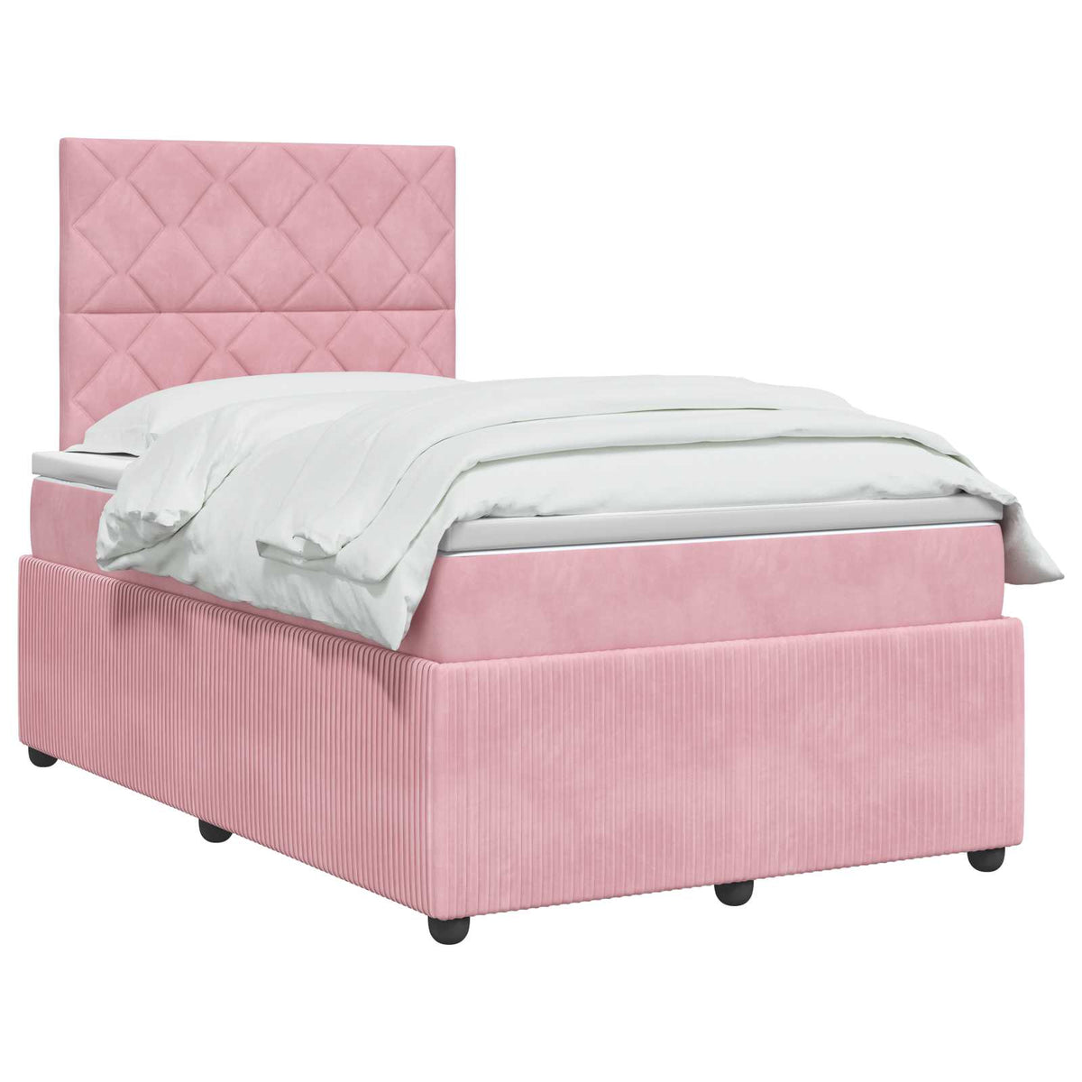 Lit boxspring LED avec matelas Rose 120 x 190 cm Velours