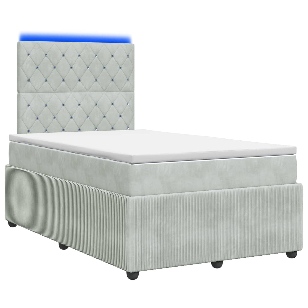 Lit boxspring LED avec matelas Gris clair 120 x 200 cm Velours