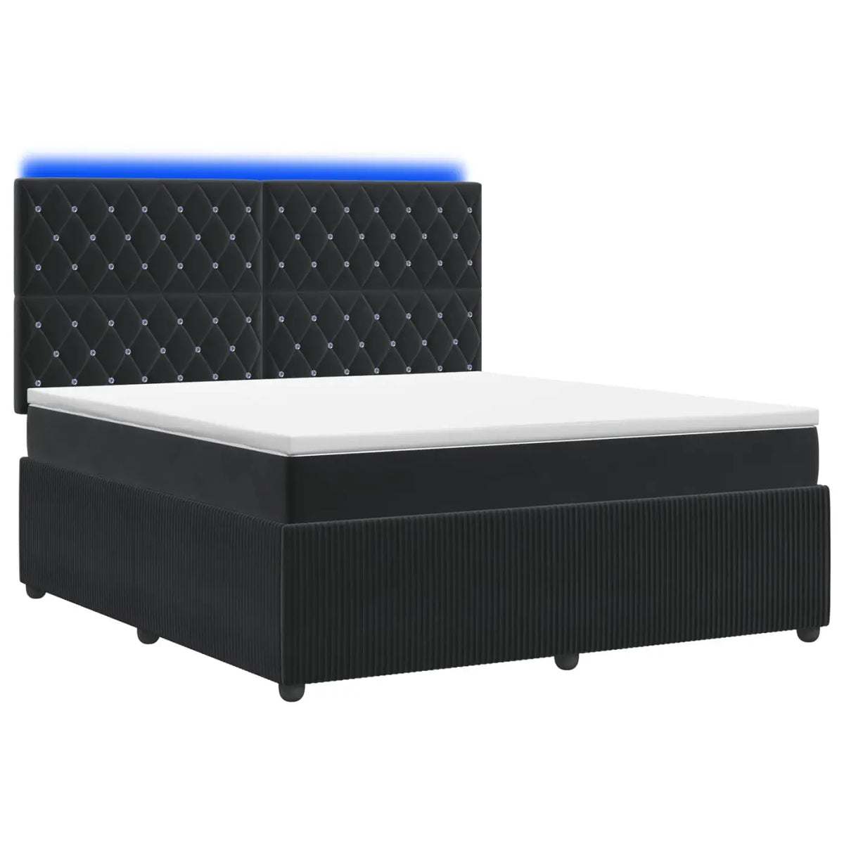 Lit boxspring LED avec matelas Noir 140 x 190 cm Velours - XIOS