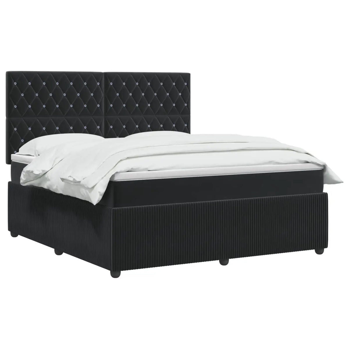 Lit boxspring LED avec matelas Noir 140 x 190 cm Velours - XIOS