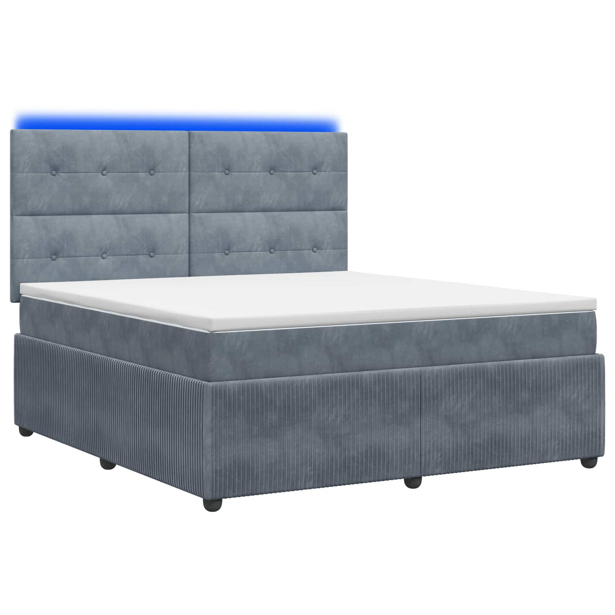 Lit boxspring LED avec matelas Gris foncé 140 x 190 cm Velours