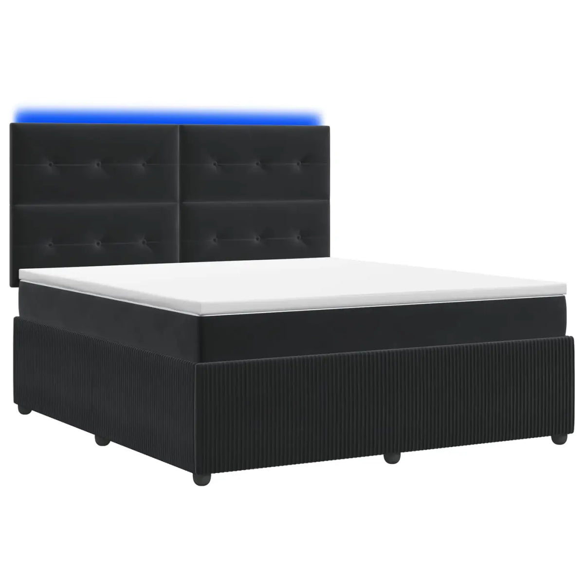 Lit boxspring LED avec matelas Noir 140 x 190 cm Velours - XIOS