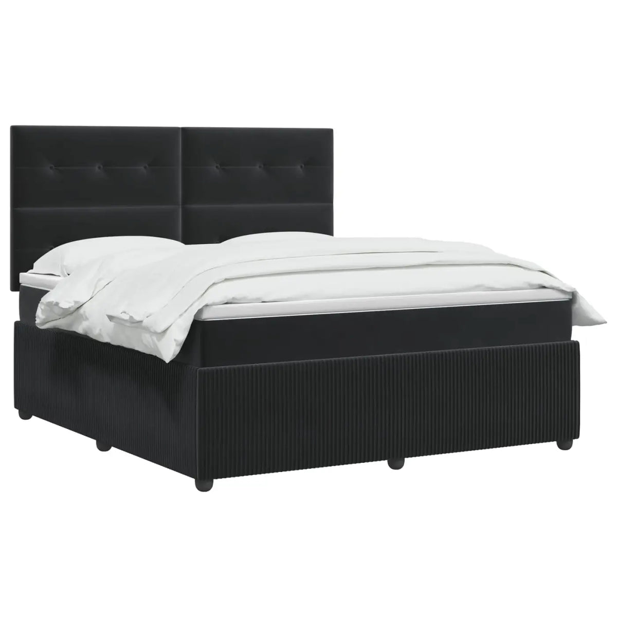 Lit boxspring LED avec matelas Noir 140 x 190 cm Velours - XIOS