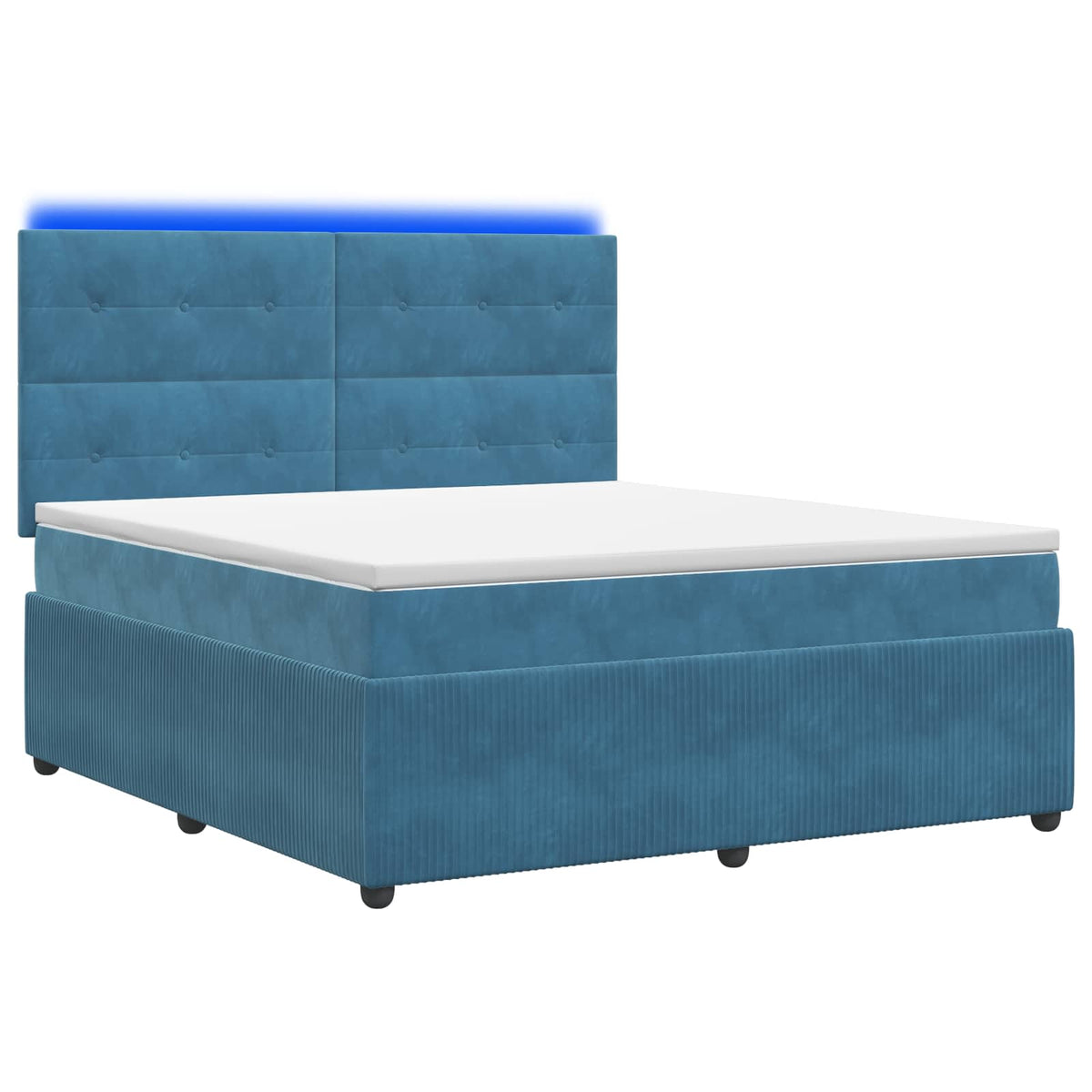 Lit boxspring LED avec matelas Bleu 140 x 190 cm Velours