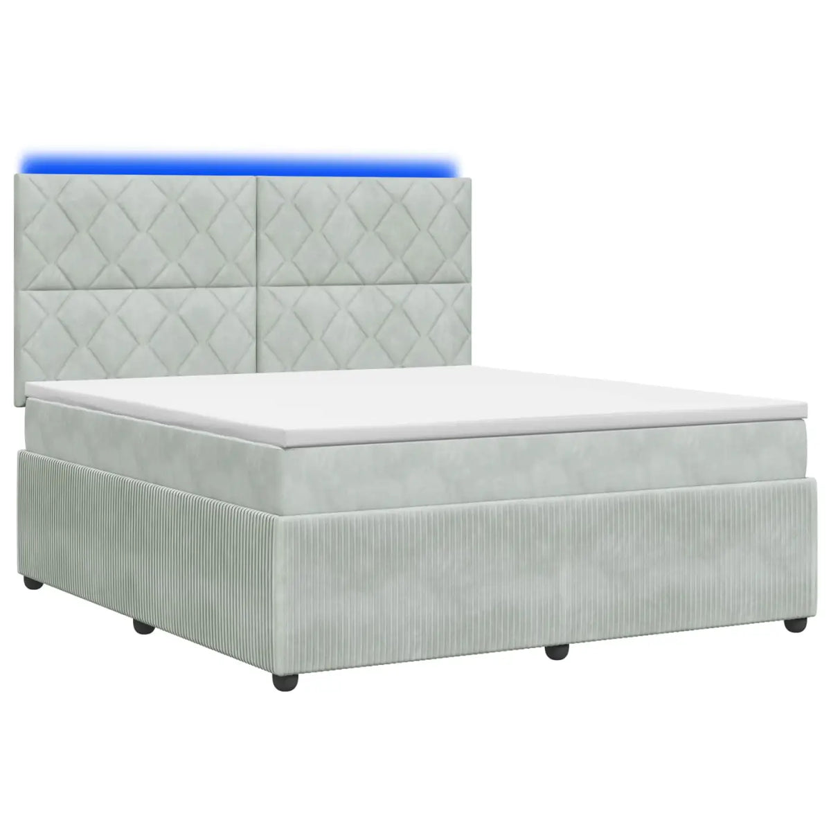 Lit boxspring LED avec matelas Gris clair 140 x 190 cm Velours - XIOS