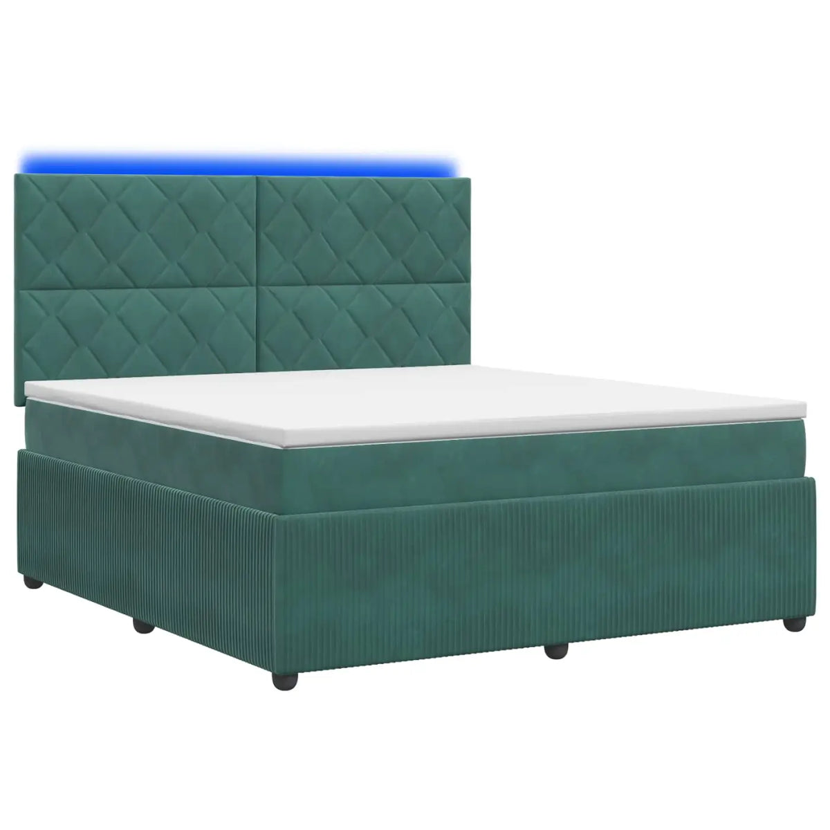 Lit boxspring LED avec matelas Vert foncé 140 x 190 cm Velours - XIOS