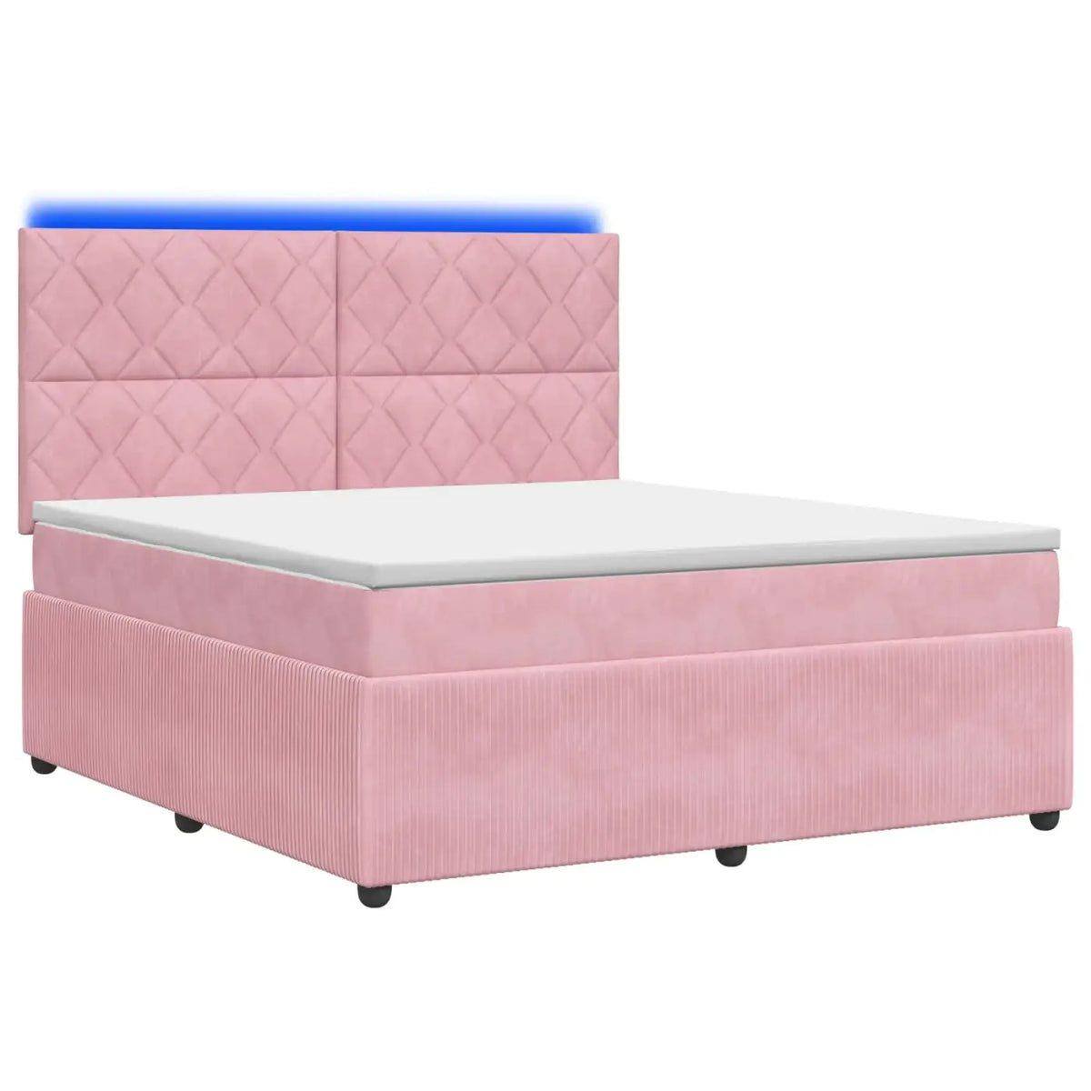 Lit boxspring LED avec matelas Rose 140 x 190 cm Velours - XIOS