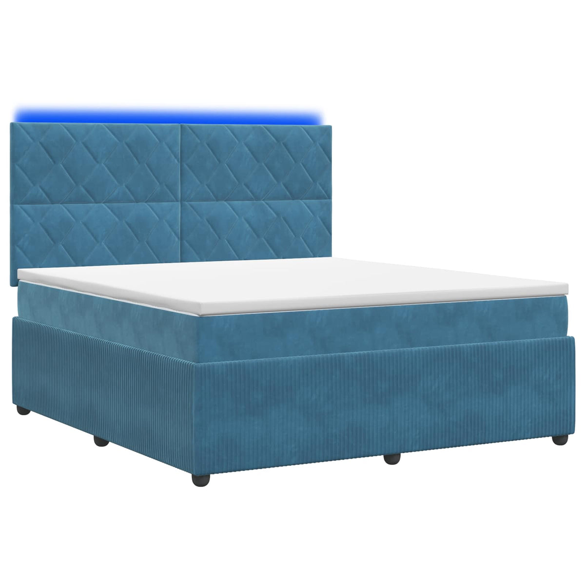 Lit boxspring LED avec matelas Bleu 140 x 200 cm Velours