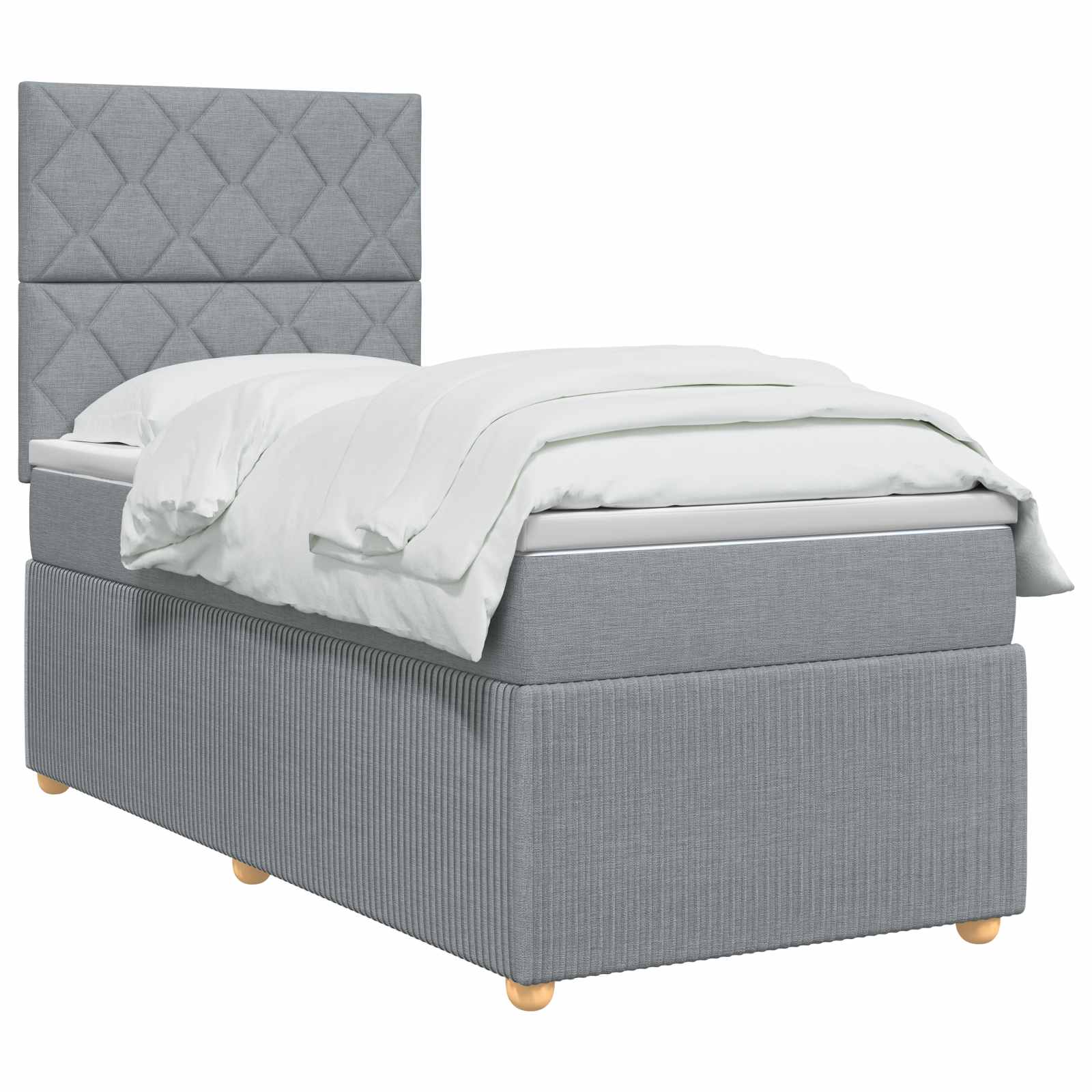 Lit boxspring LED avec matelas Gris clair 90 x 190 cm Tissu