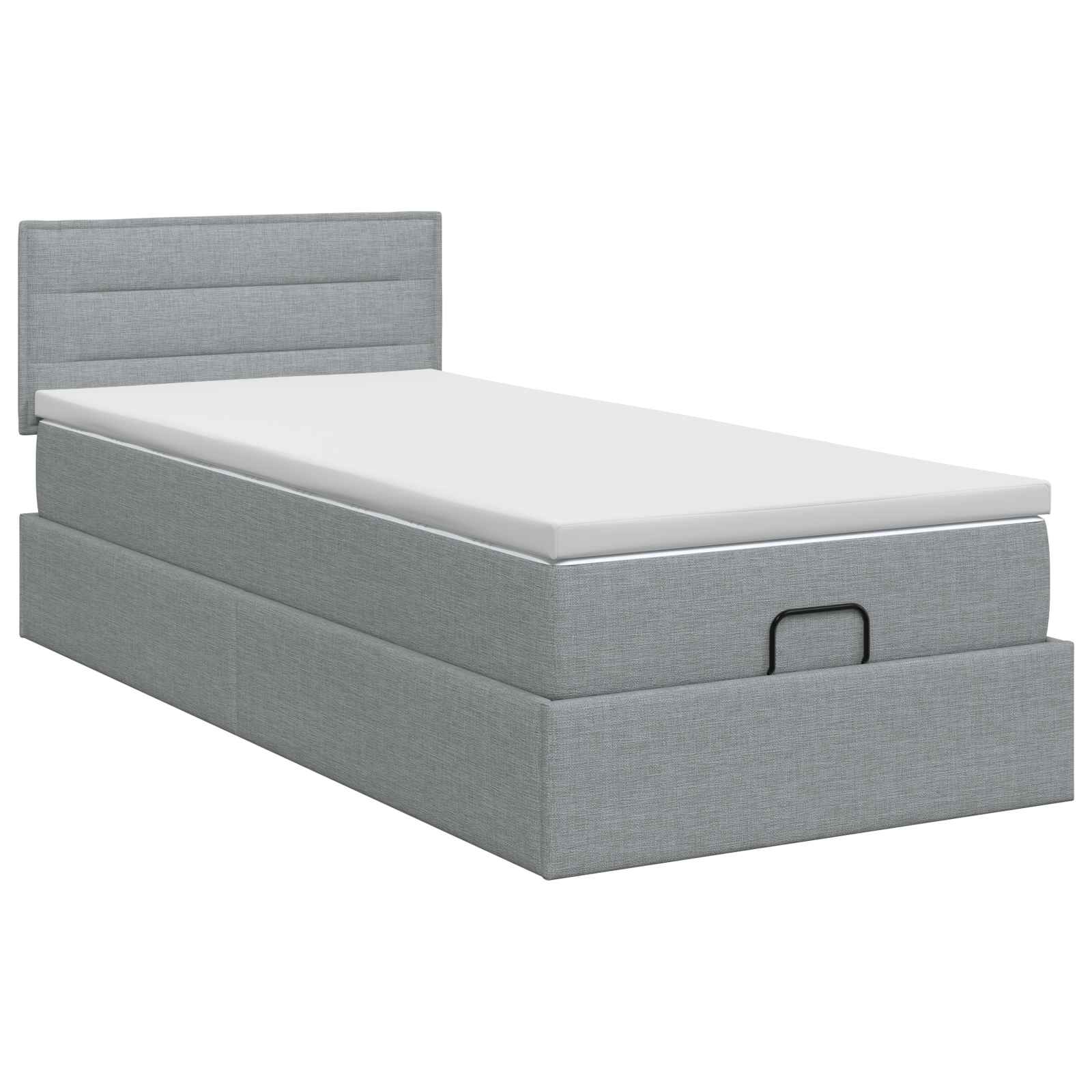 Lit ottoman avec matelas Gris clair 80 x 200 cm Tissu - XIOS