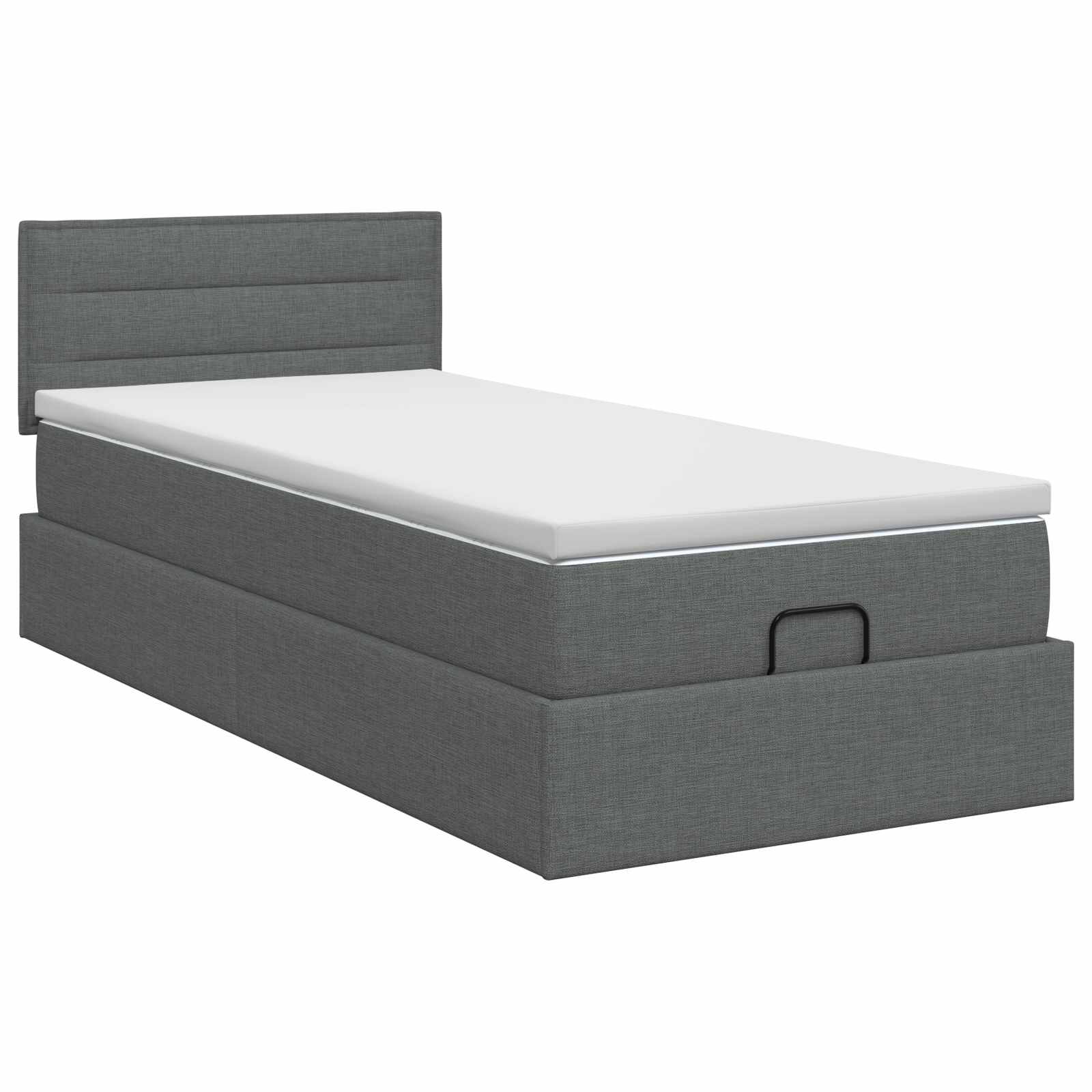 Lit ottoman avec matelas Gris foncé 80 x 200 cm Tissu - XIOS