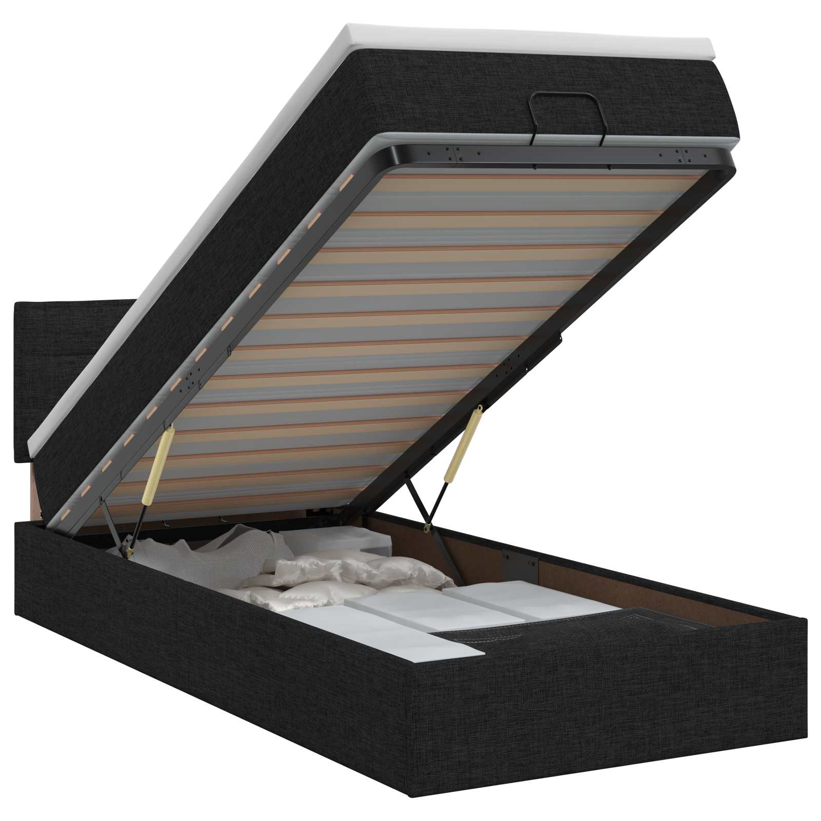 Lit ottoman avec matelas Noir 80 x 200 cm Tissu - XIOS