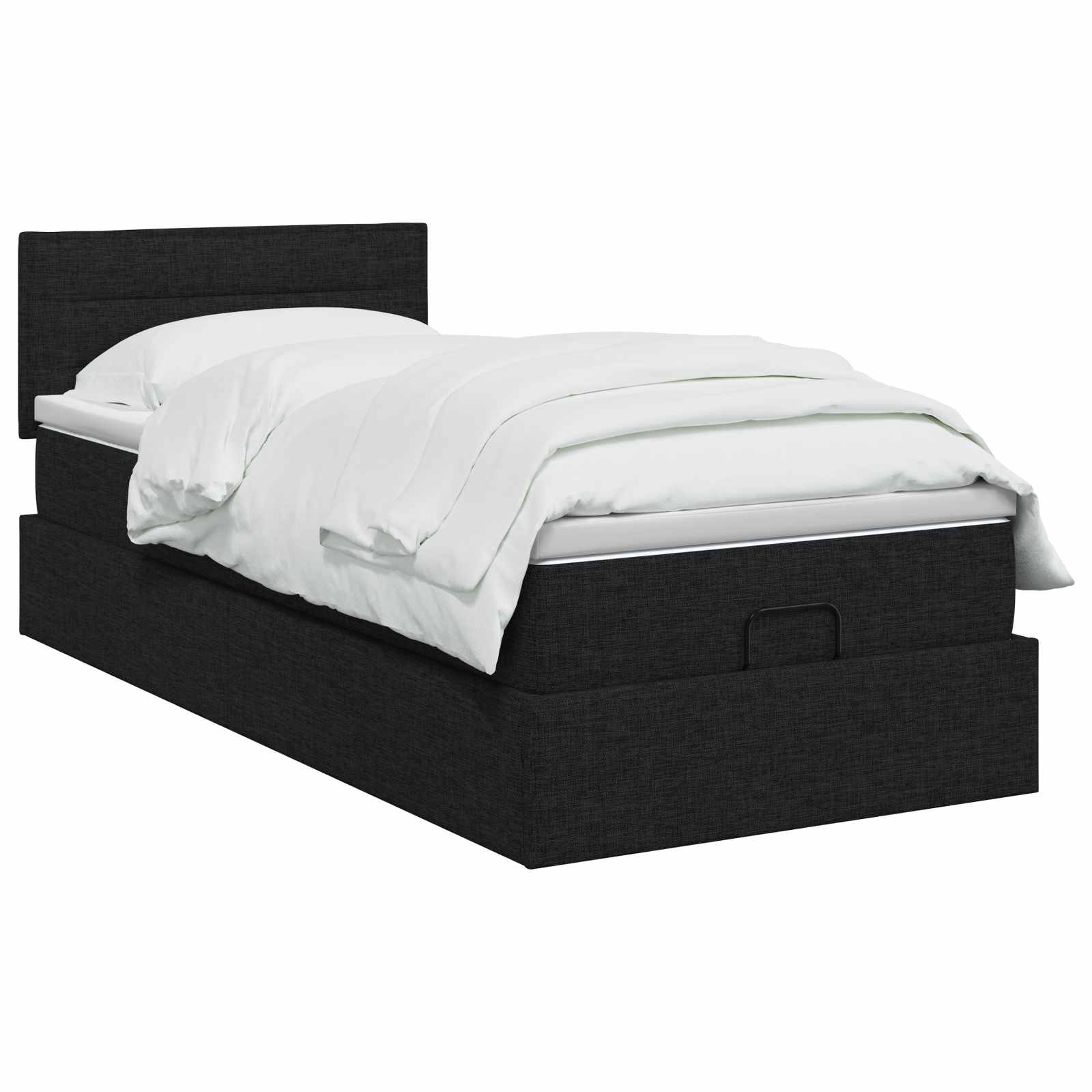 Lit ottoman avec matelas Noir 80 x 200 cm Tissu - XIOS