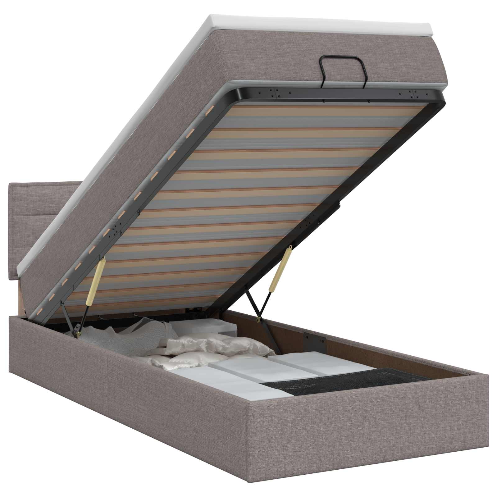 Lit ottoman avec matelas Taupe 80 x 200 cm Tissu