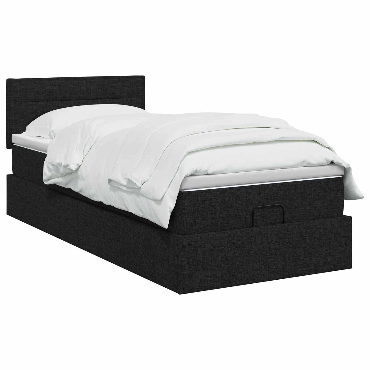 Lit ottoman avec matelas Noir 90 x 190 cm Tissu