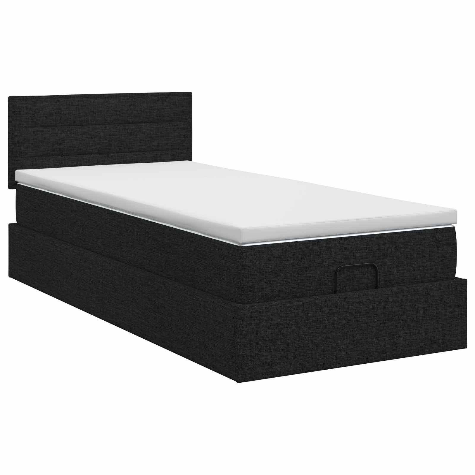Lit ottoman avec matelas Noir 90 x 200 cm Tissu - XIOS