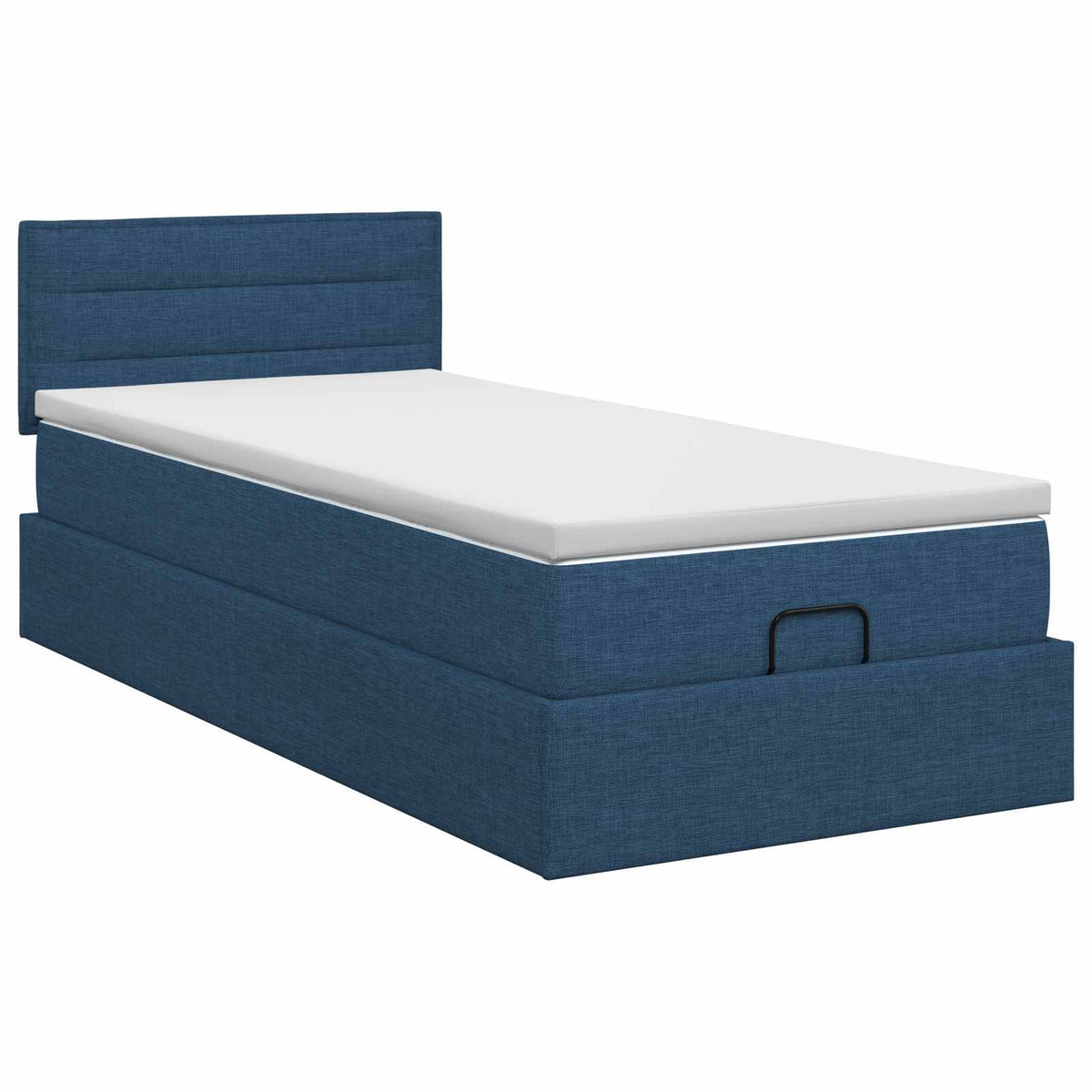 Lit ottoman avec matelas Bleu 100 x 200 cm Tissu