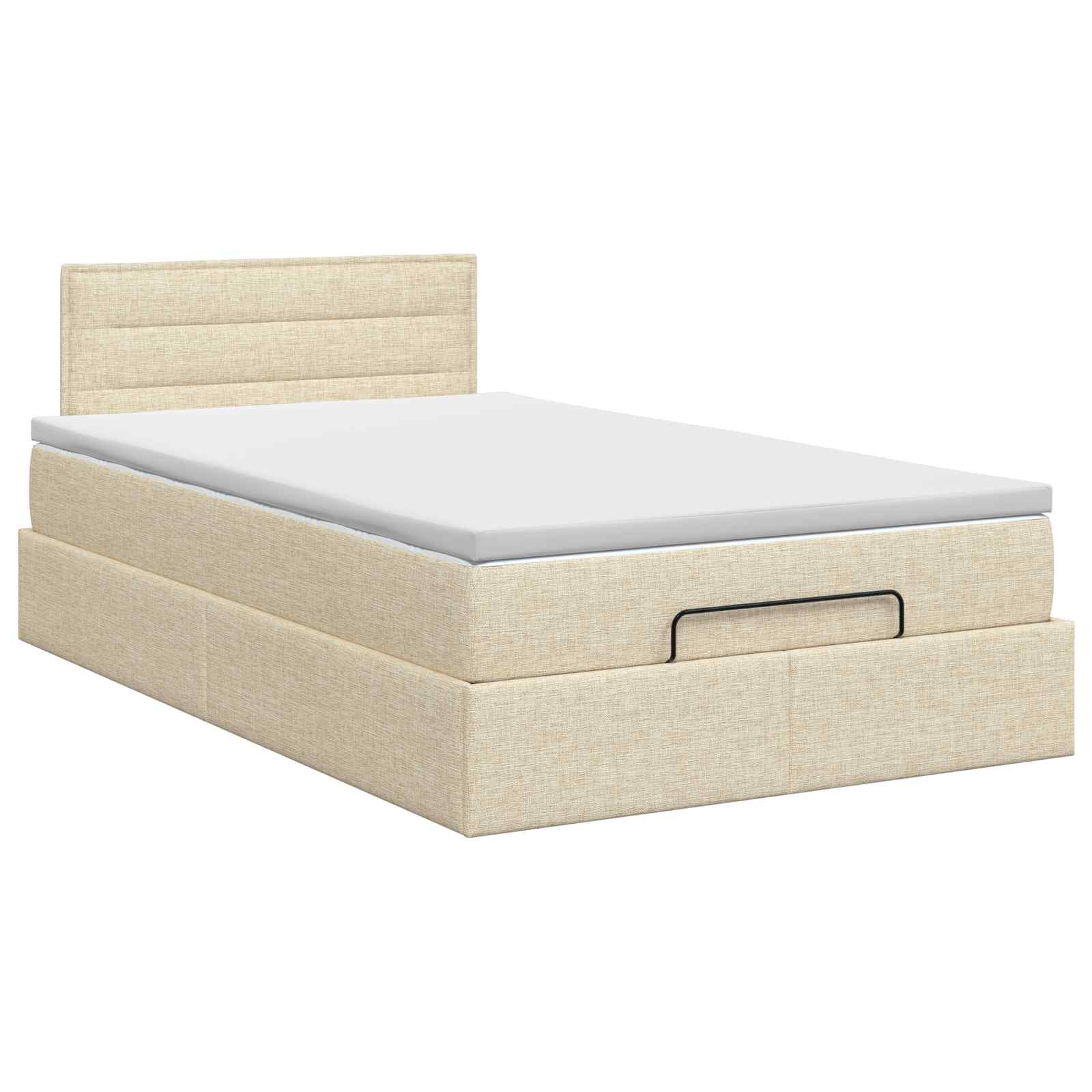 Lit ottoman avec matelas Crème 120 x 200 cm Tissu - XIOS