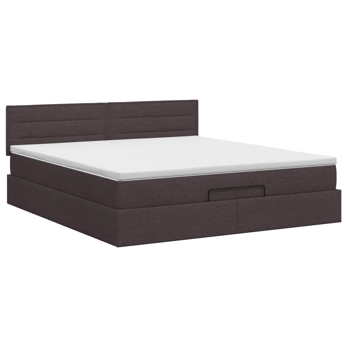 Lit ottoman avec matelas Marron foncé 140 x 200 cm Tissu - XIOS
