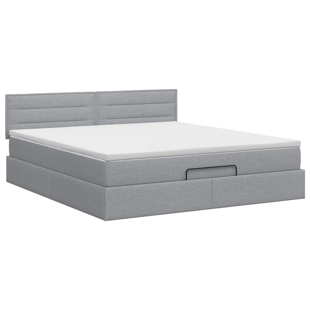 Lit ottoman avec matelas Gris clair 160 x 200 cm Tissu - XIOS
