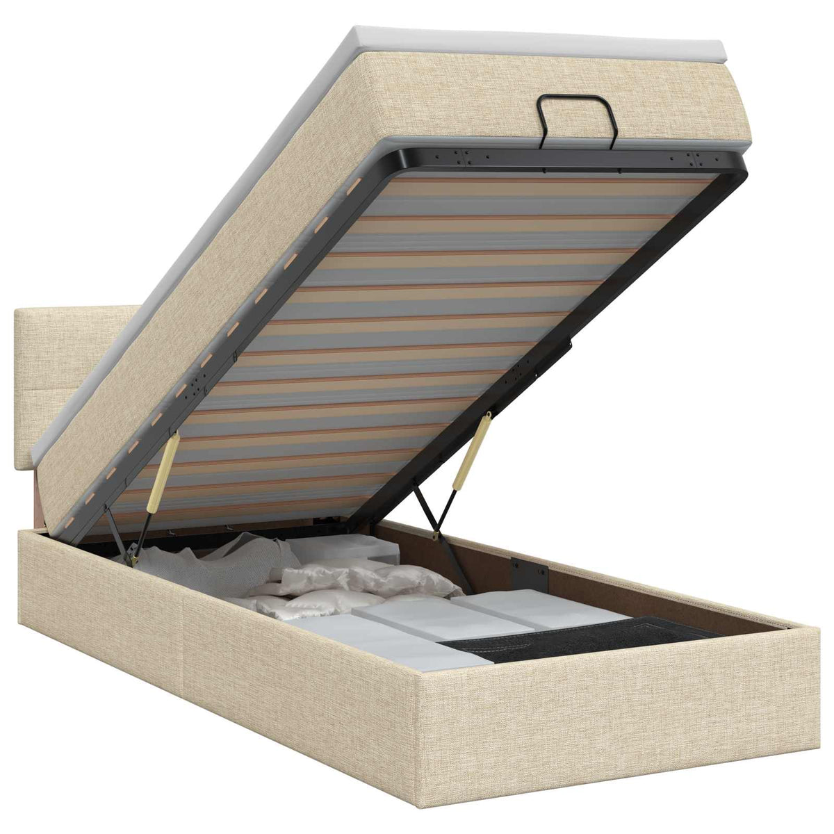 Lit ottoman avec matelas Crème 90 x 190 cm Tissu - XIOS Store SNC