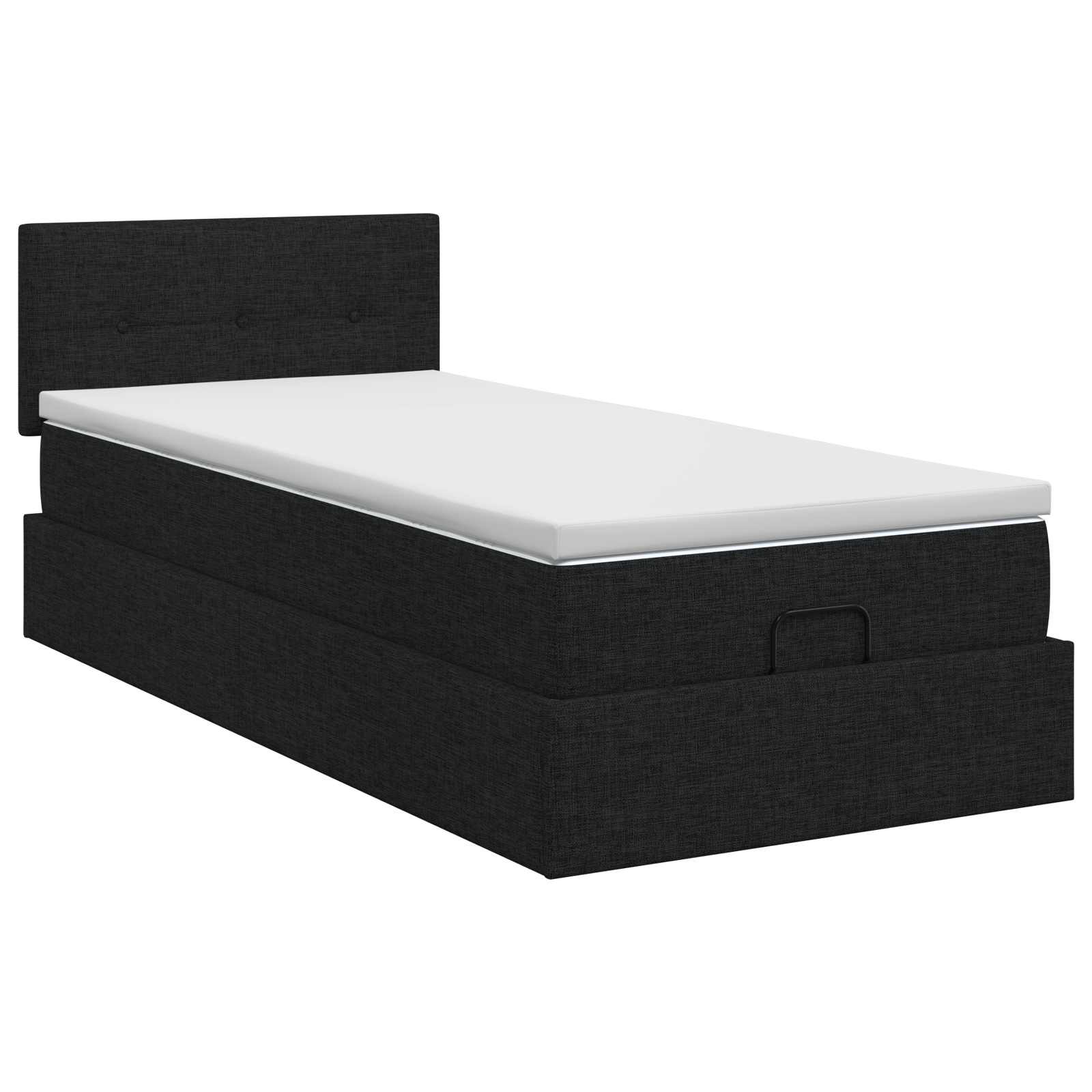 Lit ottoman avec matelas Noir 90 x 200 cm Tissu - XIOS