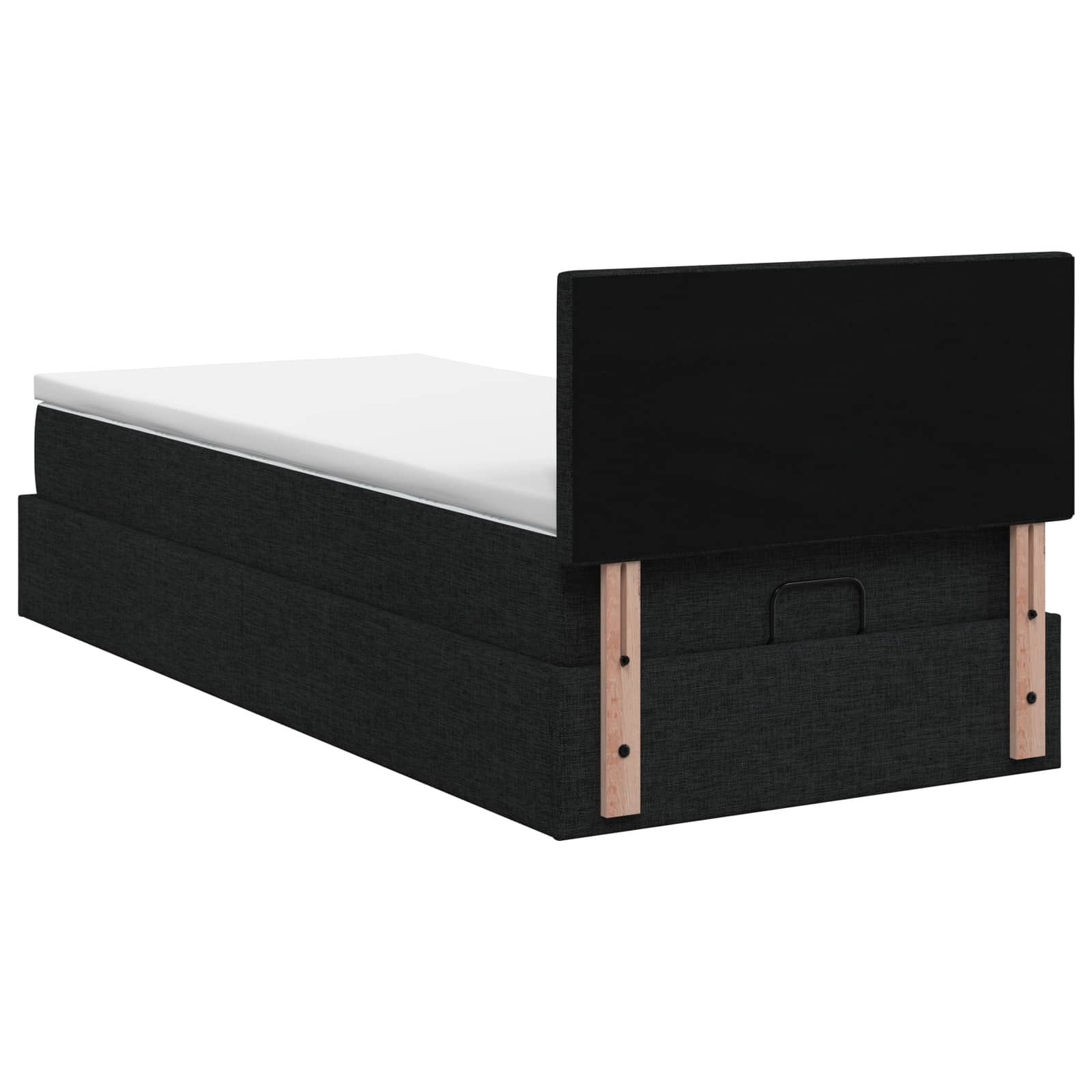 Lit ottoman avec matelas Noir 90 x 200 cm Tissu - XIOS