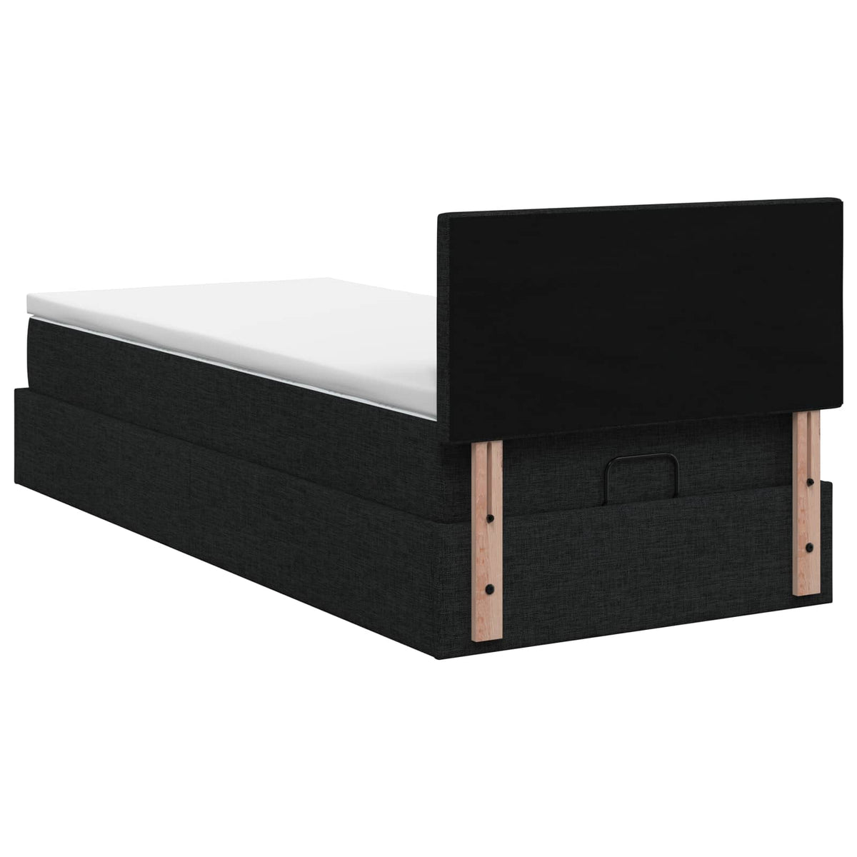 Lit ottoman avec matelas Noir 90 x 200 cm Tissu