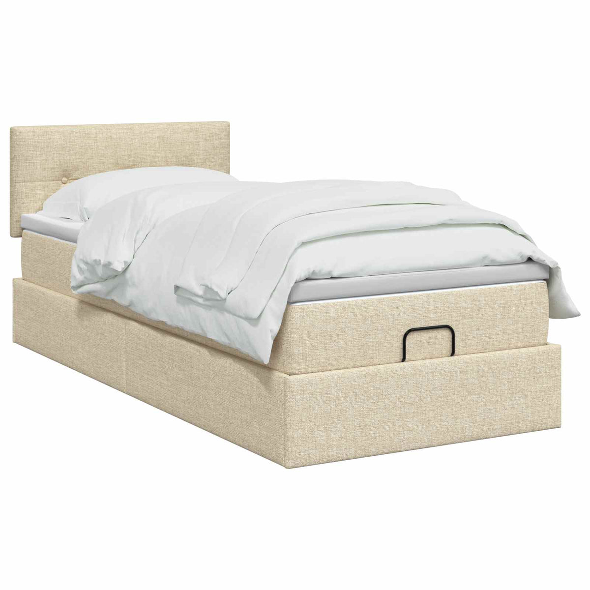 Lit ottoman avec matelas Crème 90 x 200 cm Tissu