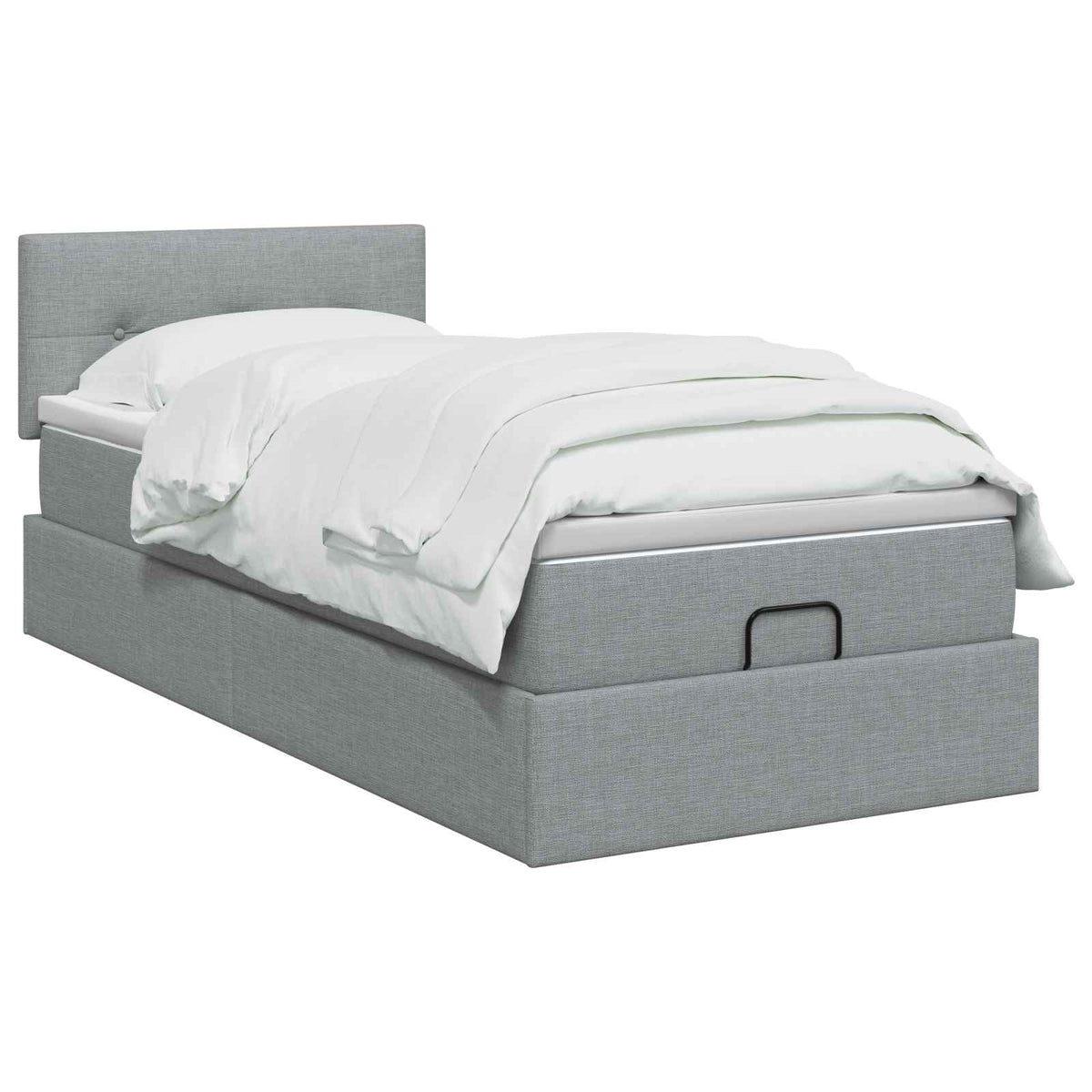 Lit ottoman avec matelas Gris clair 100 x 200 cm Tissu