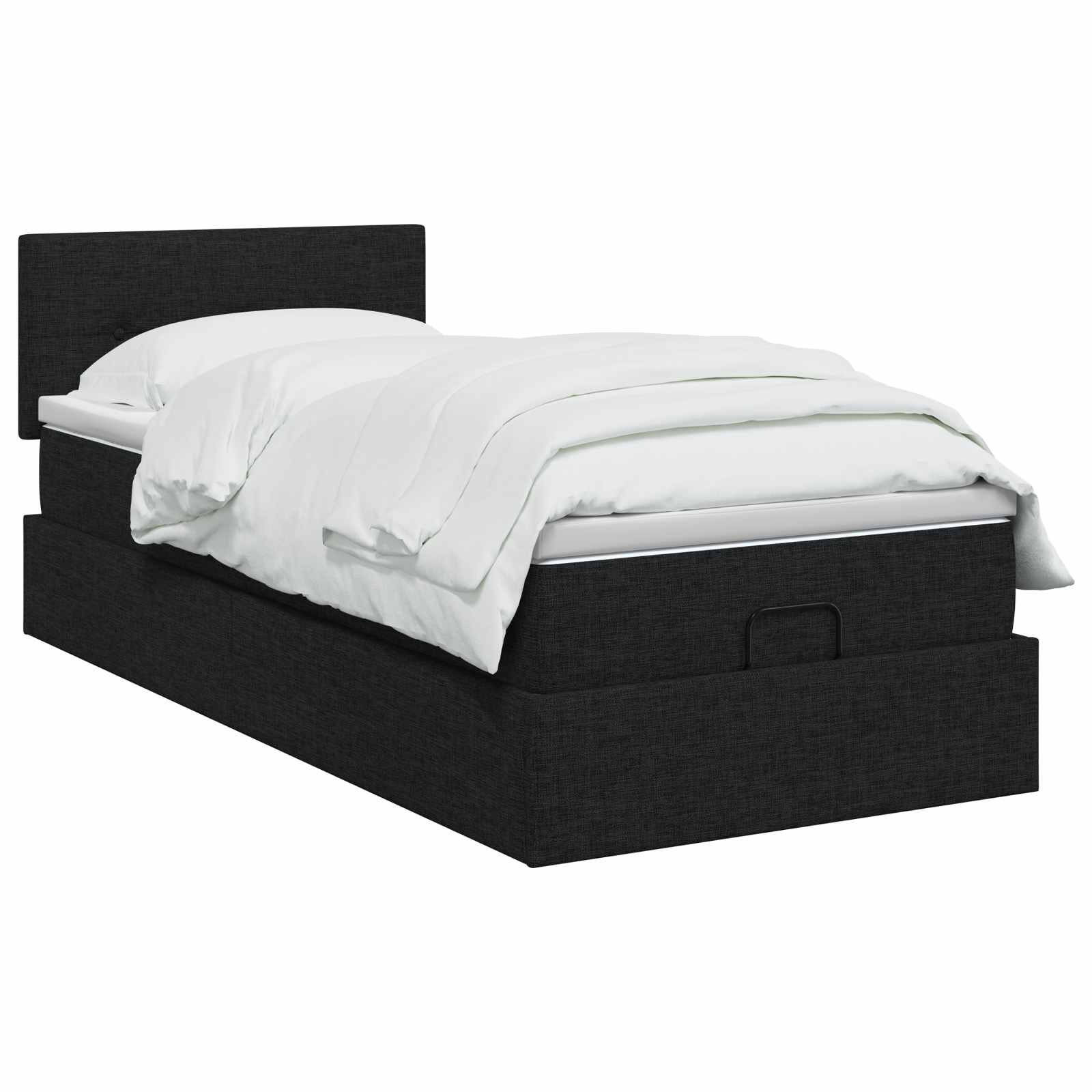 Lit ottoman avec matelas Noir 100 x 200 cm Tissu - XIOS