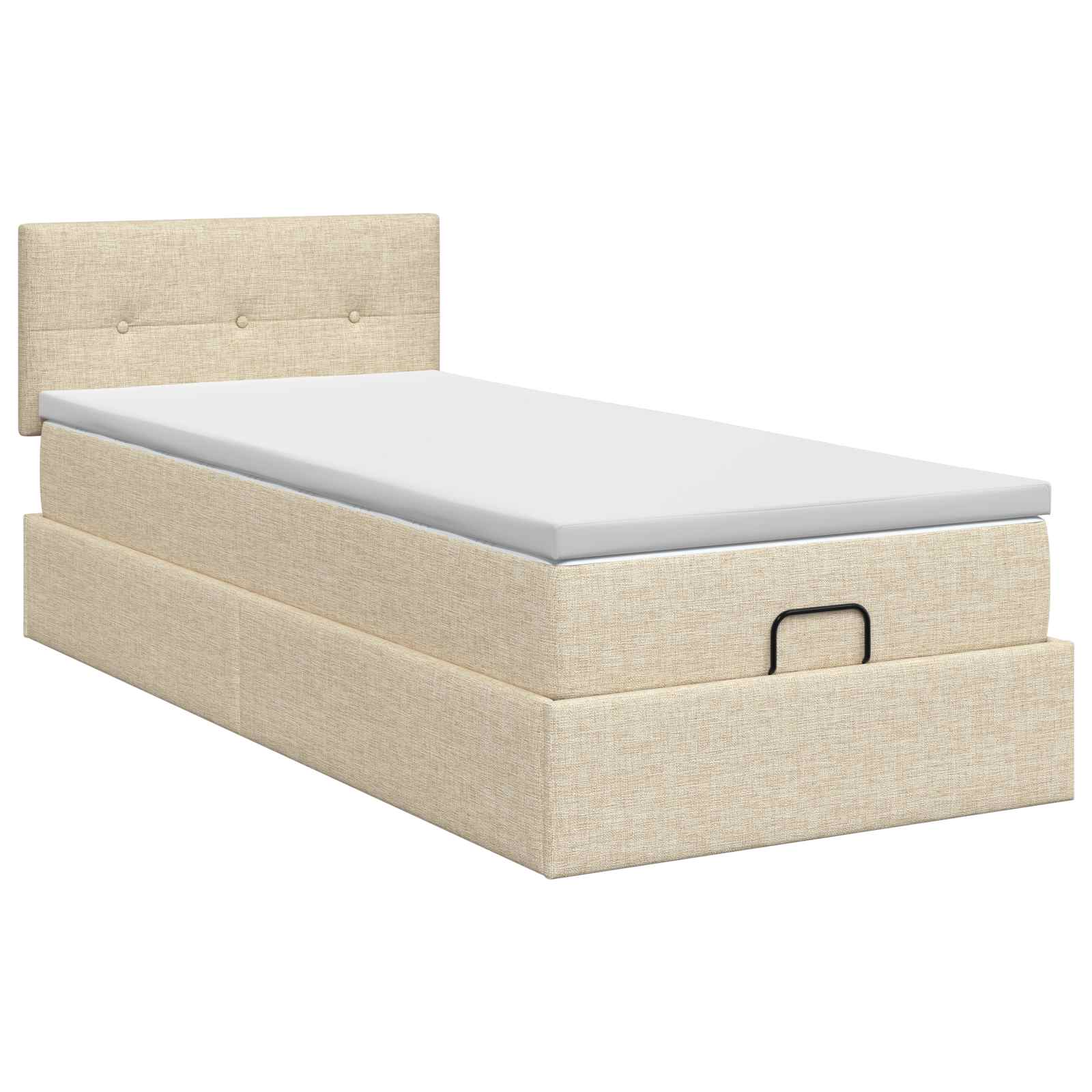 Lit ottoman avec matelas Crème 100 x 200 cm Tissu