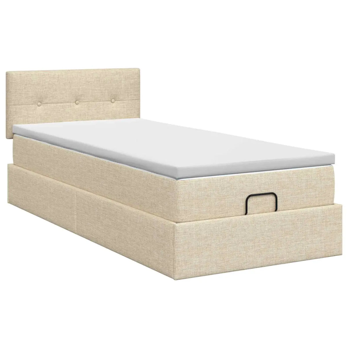 Lit ottoman avec matelas Crème 100 x 200 cm Tissu - XIOS