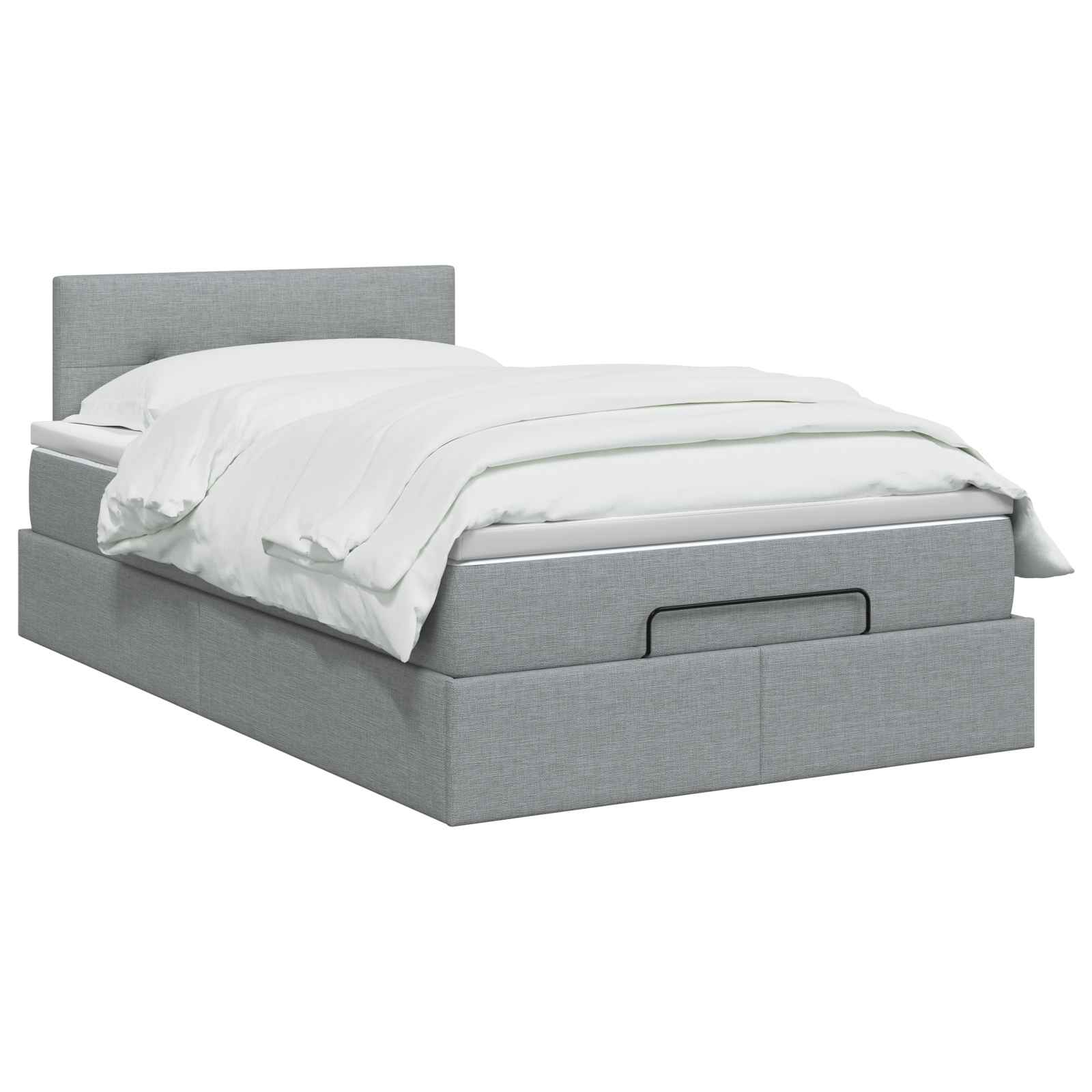 Lit ottoman avec matelas Gris clair 120 x 190 cm Tissu