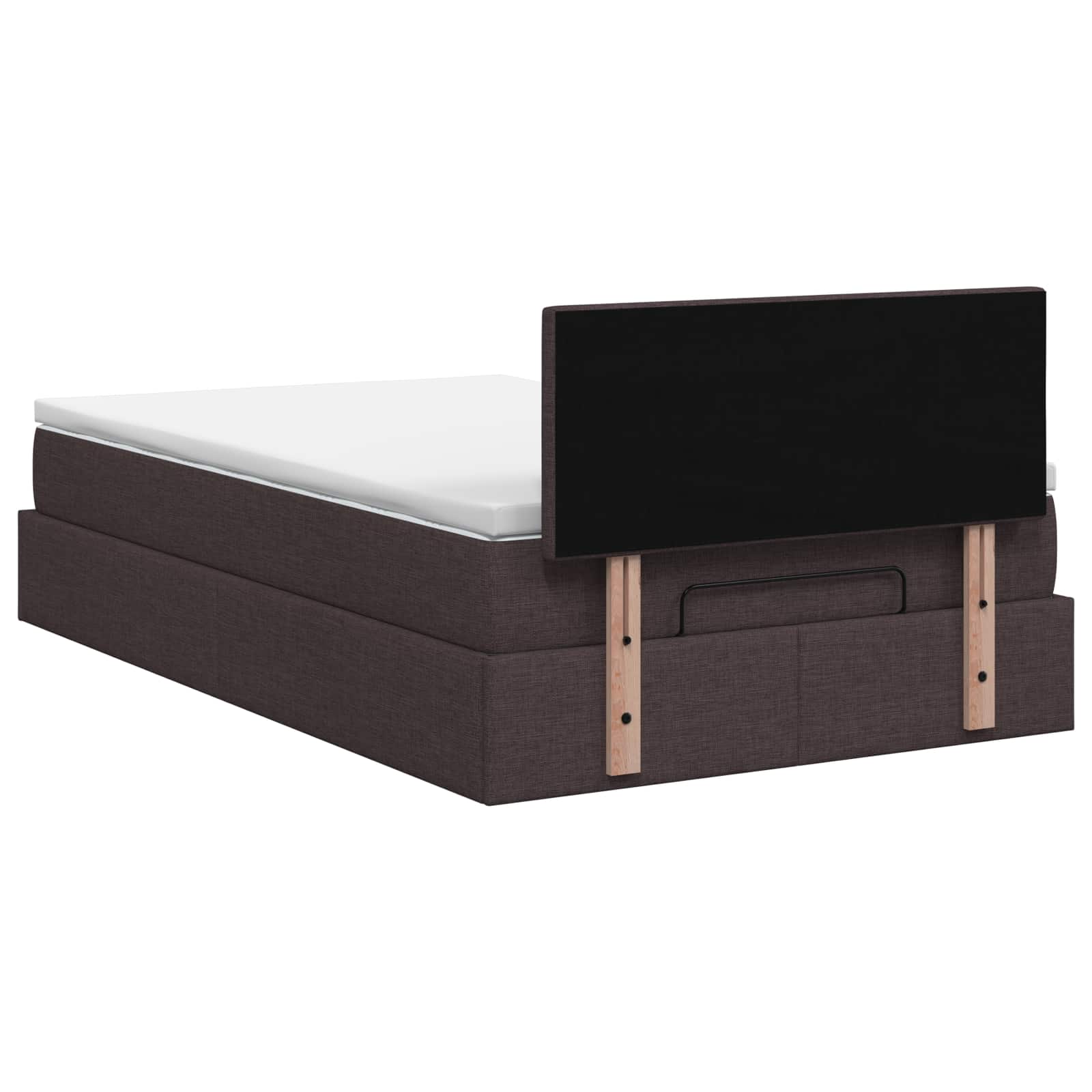 Lit ottoman avec matelas Marron foncé 120 x 190 cm Tissu - XIOS