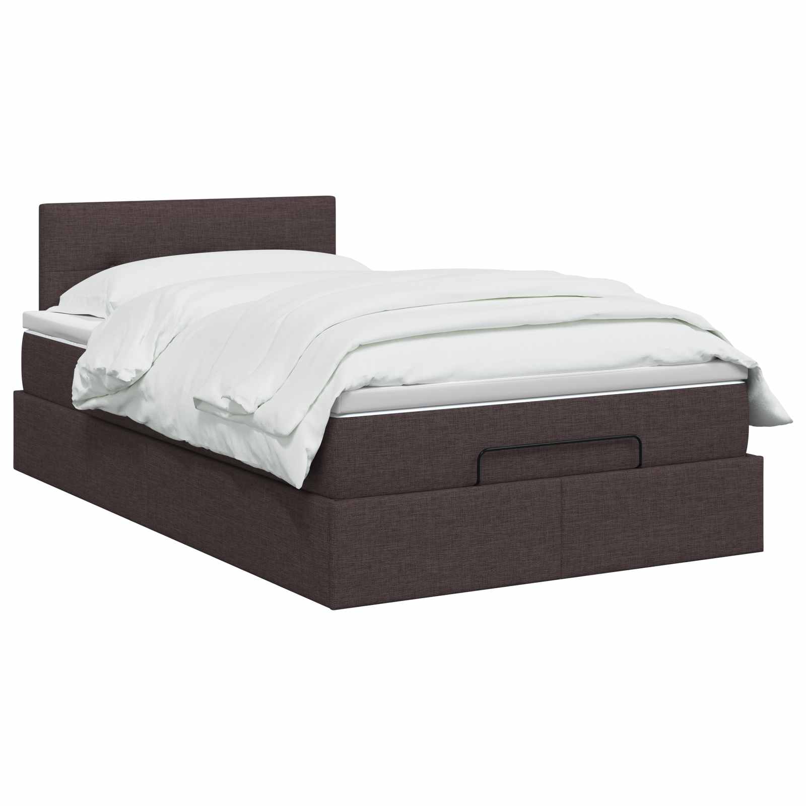 Lit ottoman avec matelas Marron foncé 120 x 190 cm Tissu - XIOS