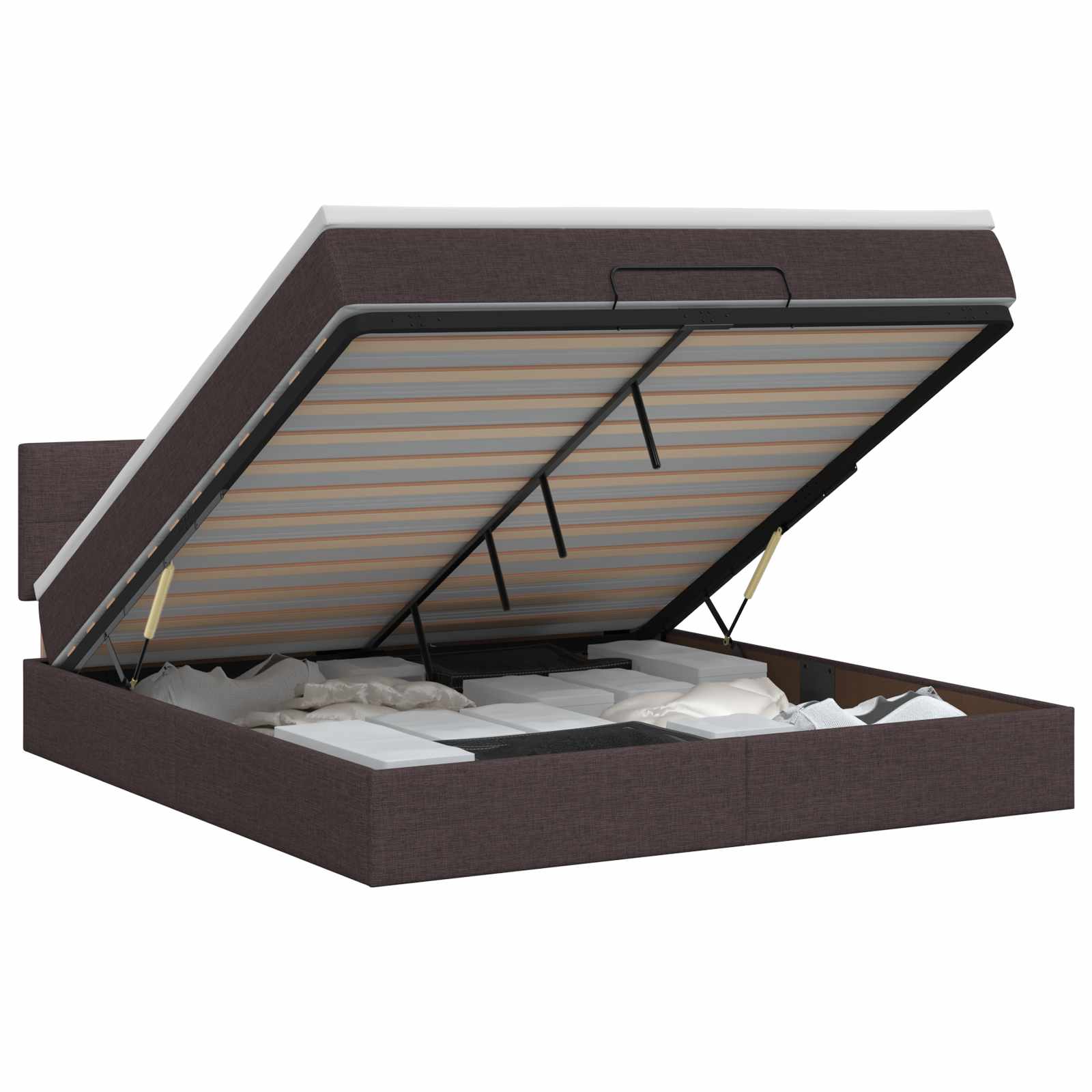 Lit ottoman avec matelas Marron foncé 140 x 190 cm Tissu - XIOS
