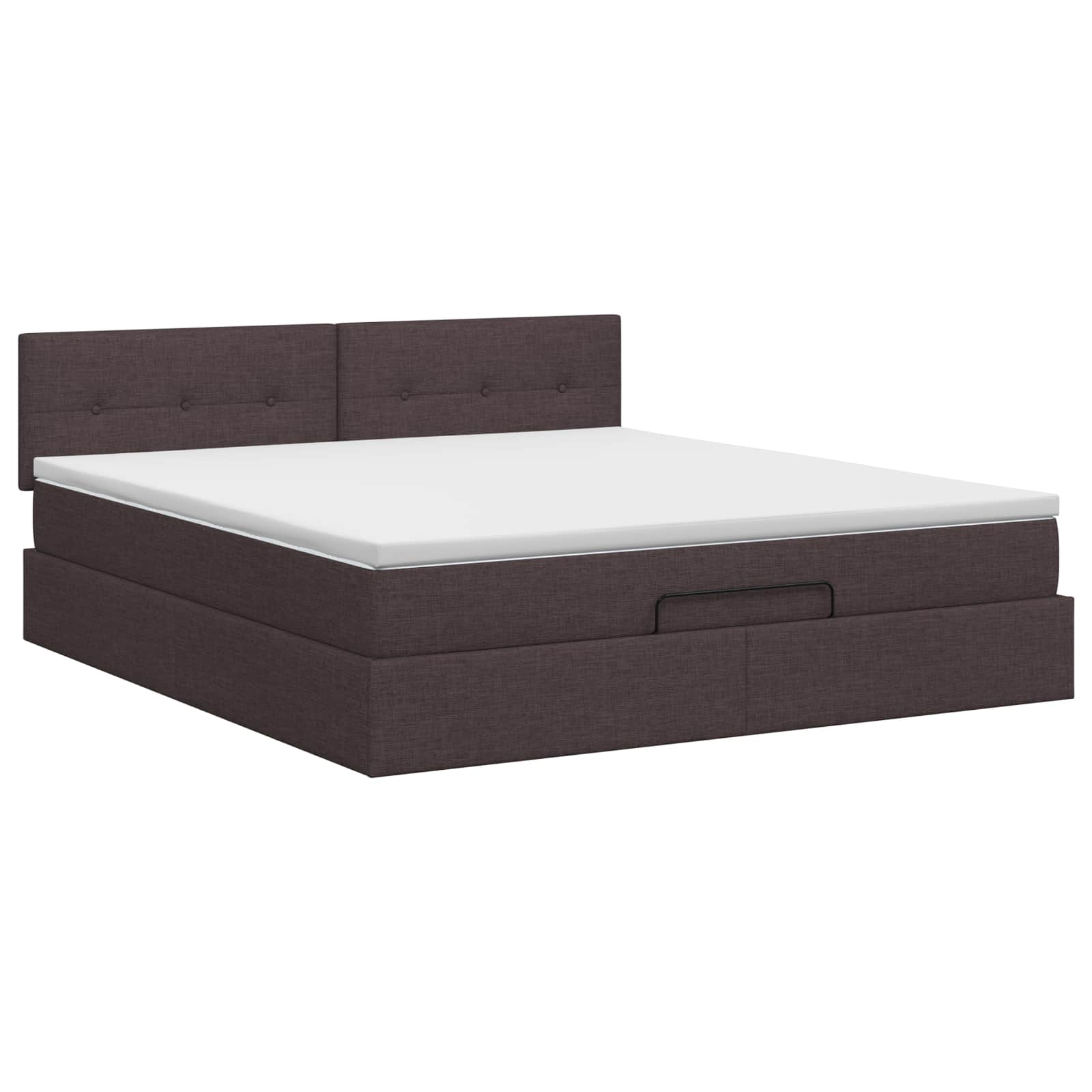 Lit ottoman avec matelas Marron foncé 140 x 190 cm Tissu - XIOS