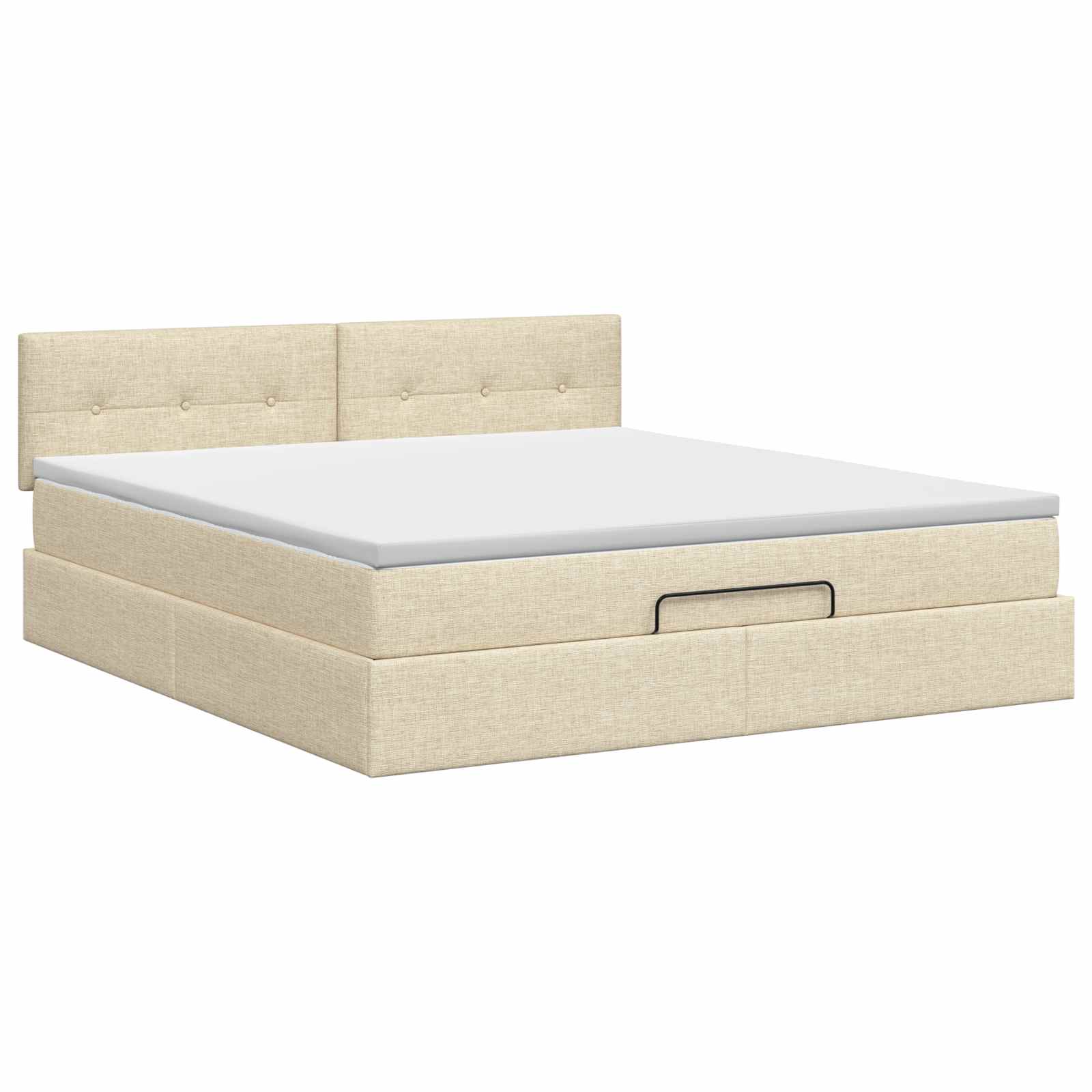 Lit ottoman avec matelas Crème 140 x 190 cm Tissu - XIOS