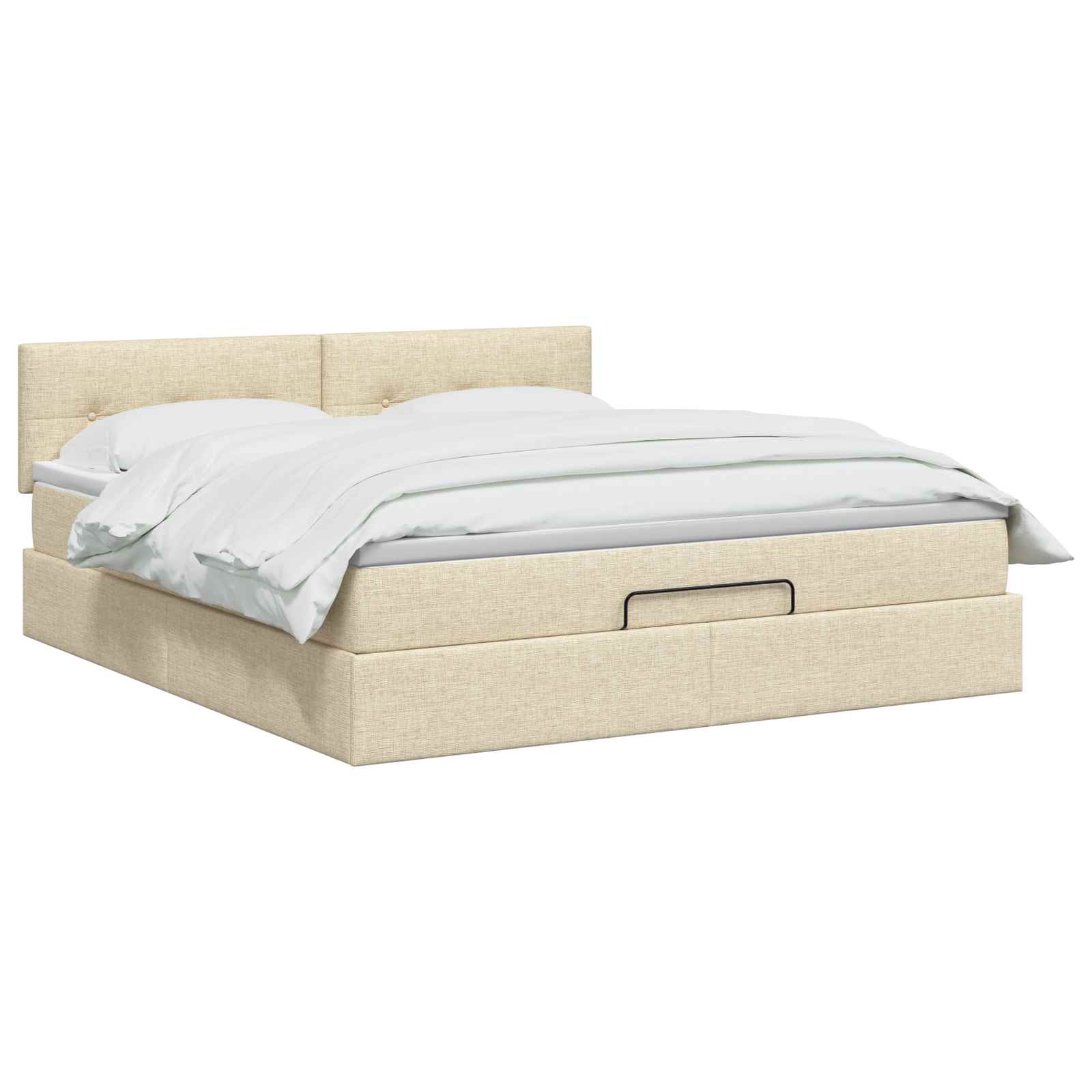 Lit ottoman avec matelas Crème 140 x 190 cm Tissu - XIOS