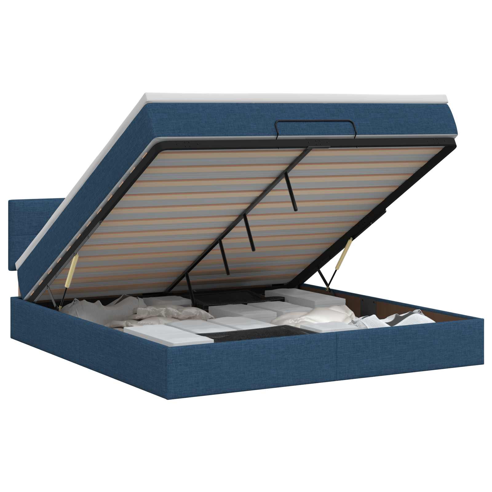 Lit ottoman avec matelas Bleu 140 x 190 cm Tissu - XIOS