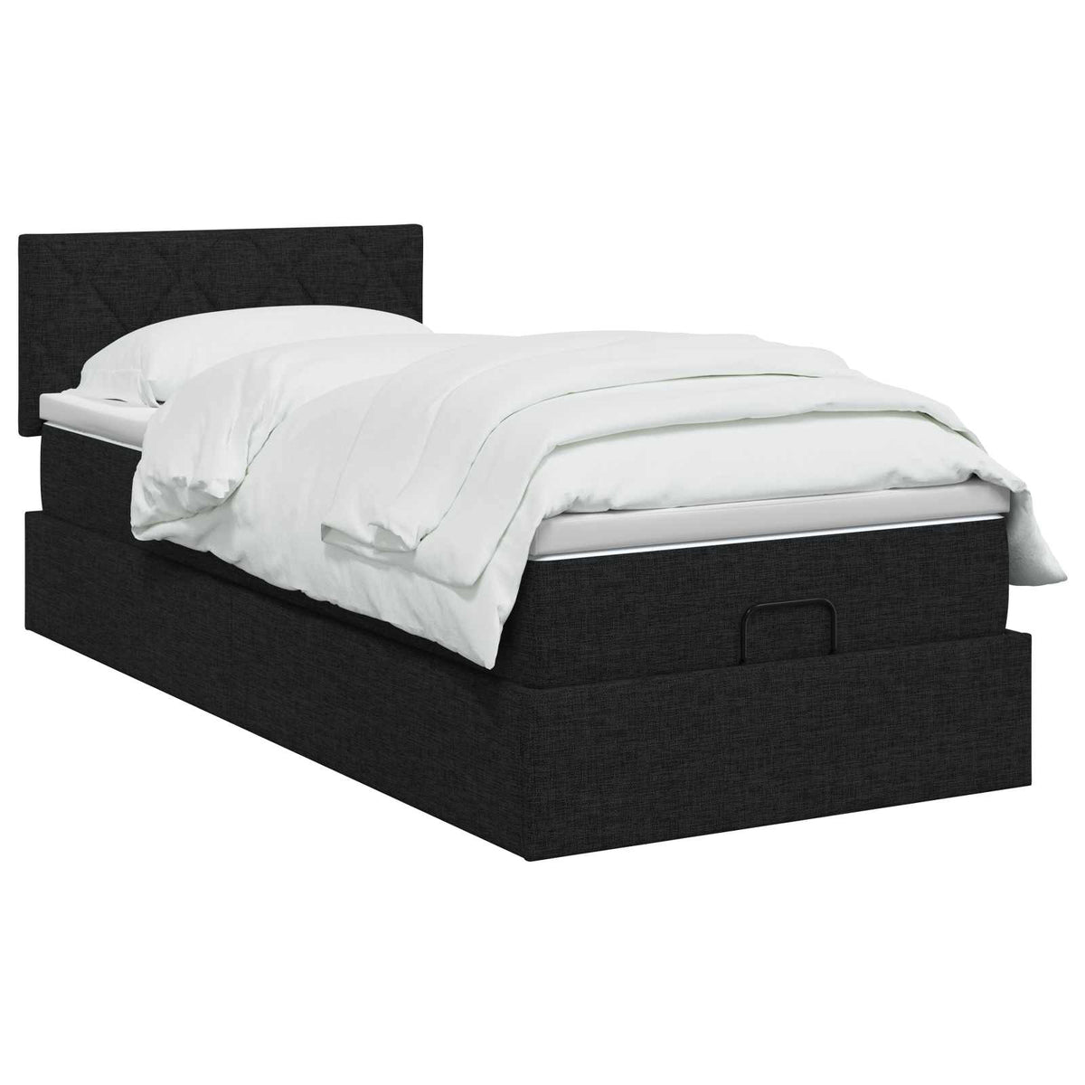 Lit ottoman avec matelas Noir 80 x 200 cm Tissu