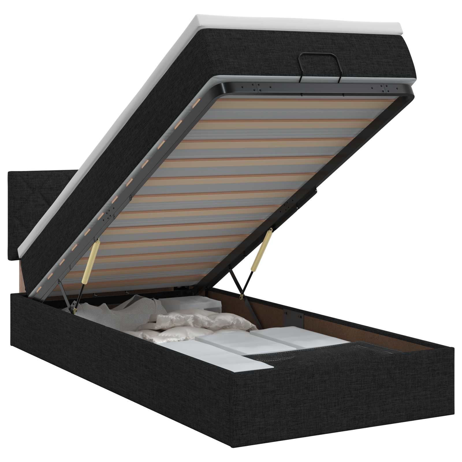 Lit ottoman avec matelas Noir 90 x 190 cm Tissu - XIOS