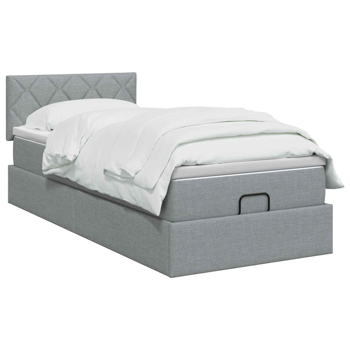 Lit ottoman avec matelas Gris clair 90 x 200 cm Tissu