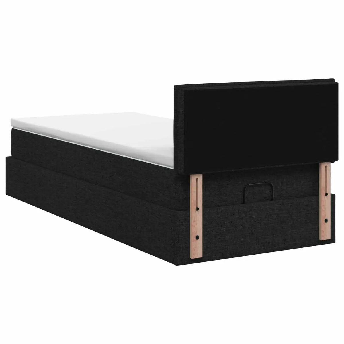 Lit ottoman avec matelas Noir 90 x 200 cm Tissu - XIOS