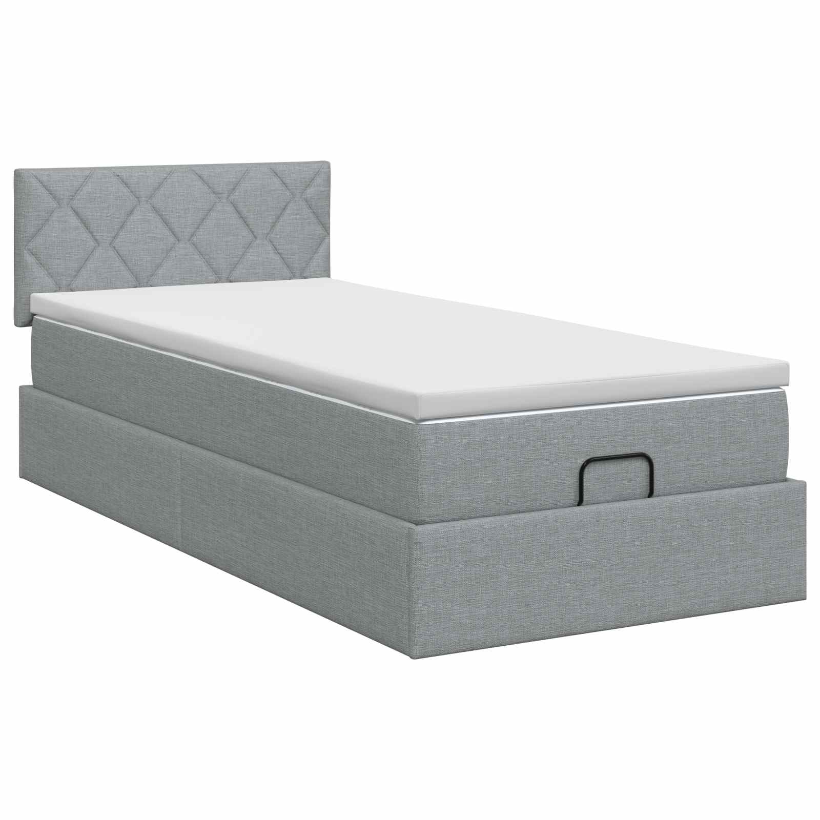 Lit ottoman avec matelas Gris clair 100 x 200 cm Tissu