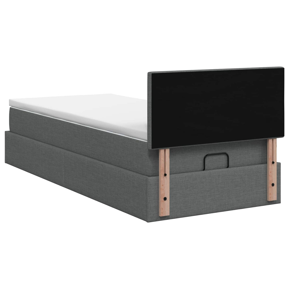 Lit ottoman avec matelas Gris foncé 100 x 200 cm Tissu